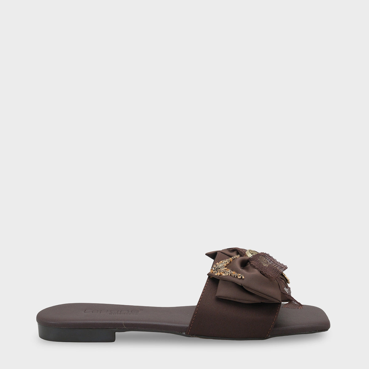 Daniella Küt Burunlu Saten Fiyonklu Düz Topuklu Kadın Terlik