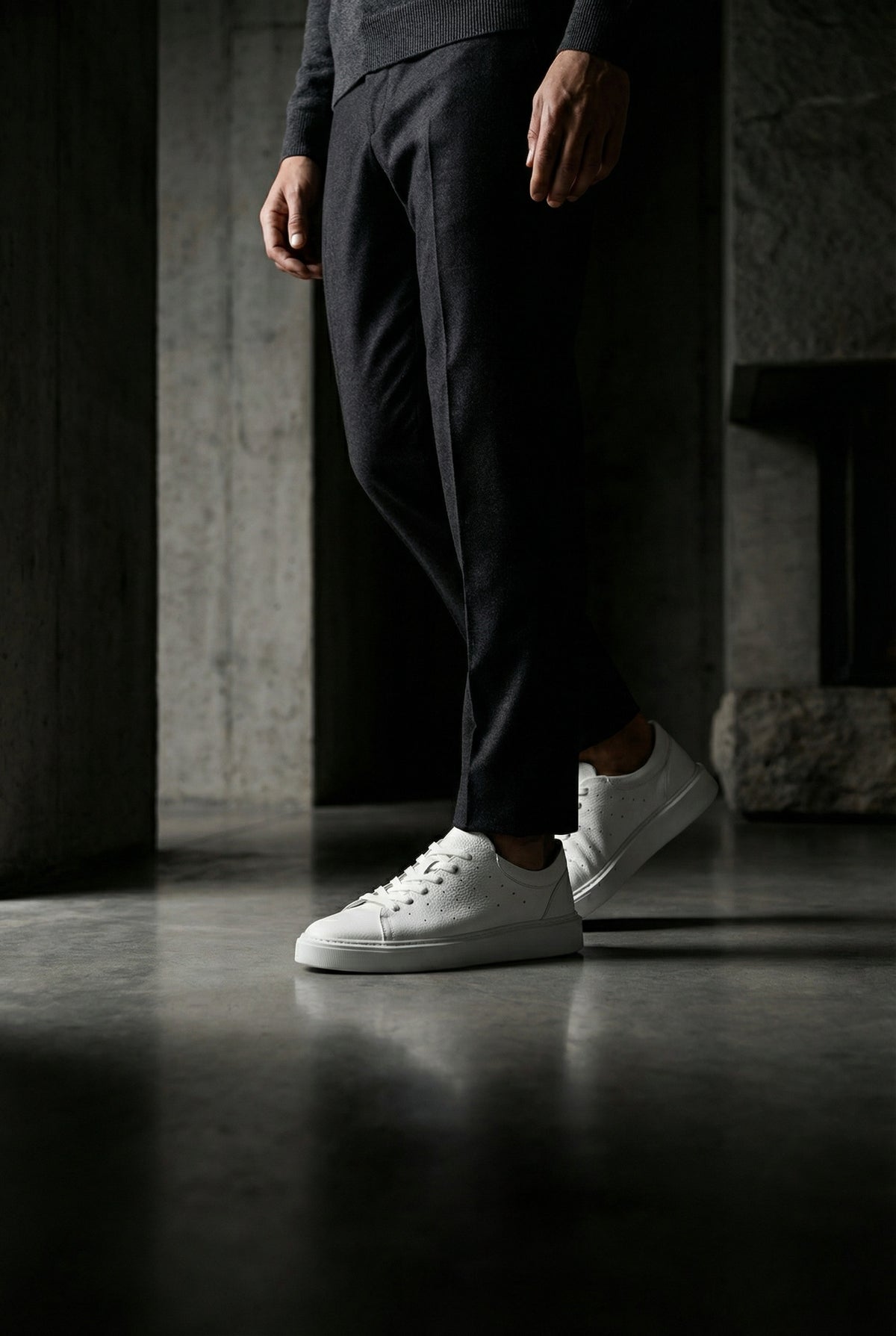 Chaim Hakiki Deri Erkek Günlük Şık Spor Ayakkabı Sneaker