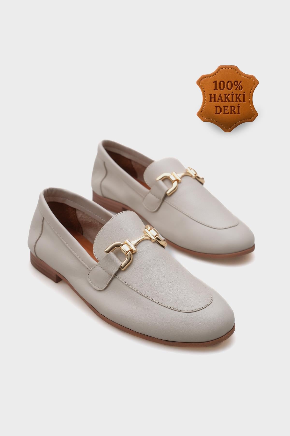 Cally Hakiki Deri Kadın Loafer