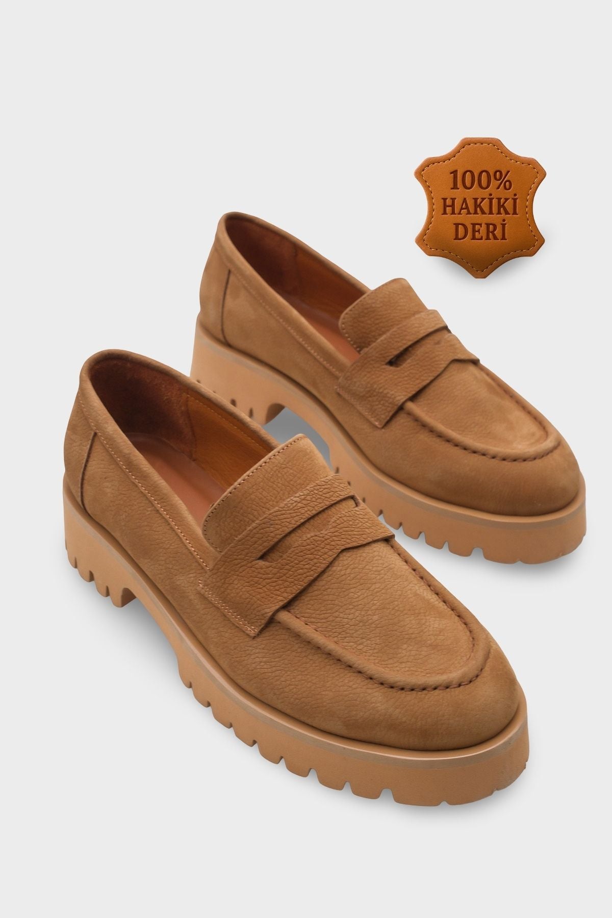 Tisha Mantar Tabanlı Hakiki Deri Kadın Loafer