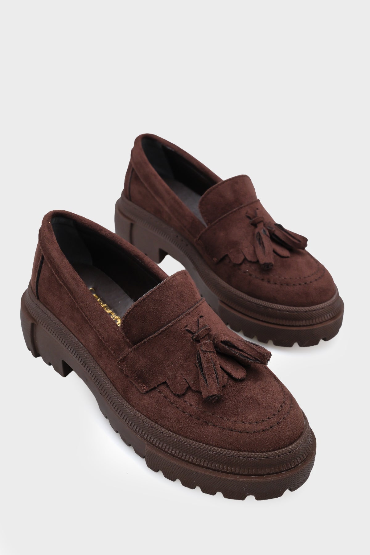 Ashlee Oval Burunlu Püsküllü Trak Tabanlı Süet Kadın Loafer