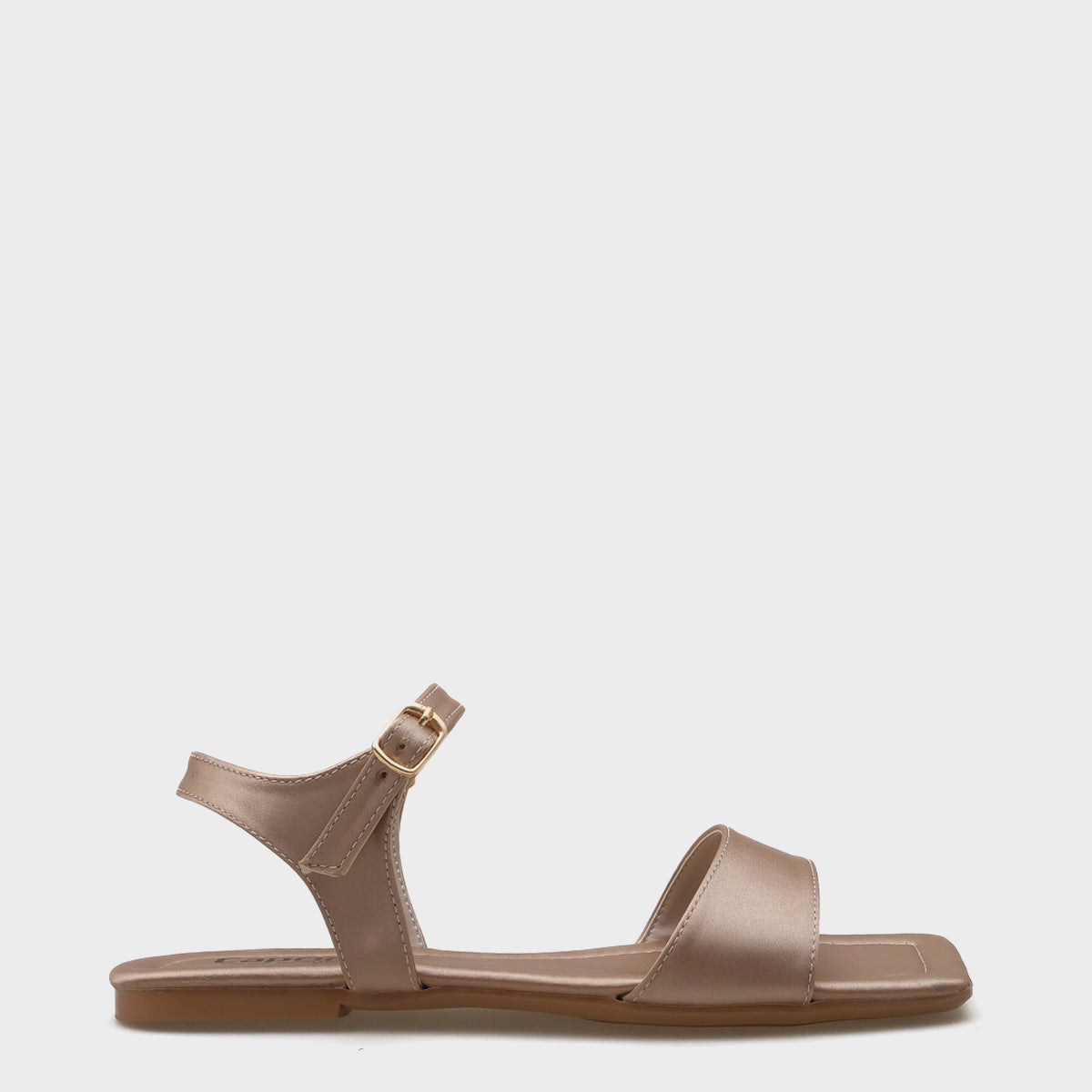 Celinda Bilekten Bantlı Küt Burunlu Düz Topuklu Saten Kadın Sandalet