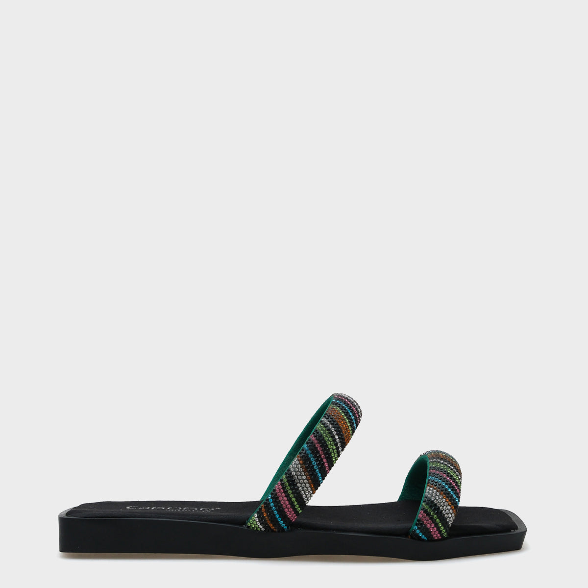 Kora Küt Burunlu Taşlı Bantlı Düz Topuklu Kadın Terlik