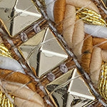 Kyla Düz Topuklu Küt Burunlu Metal Aksesuarlı Çapraz Bantlı Hasır Kadın Terlik