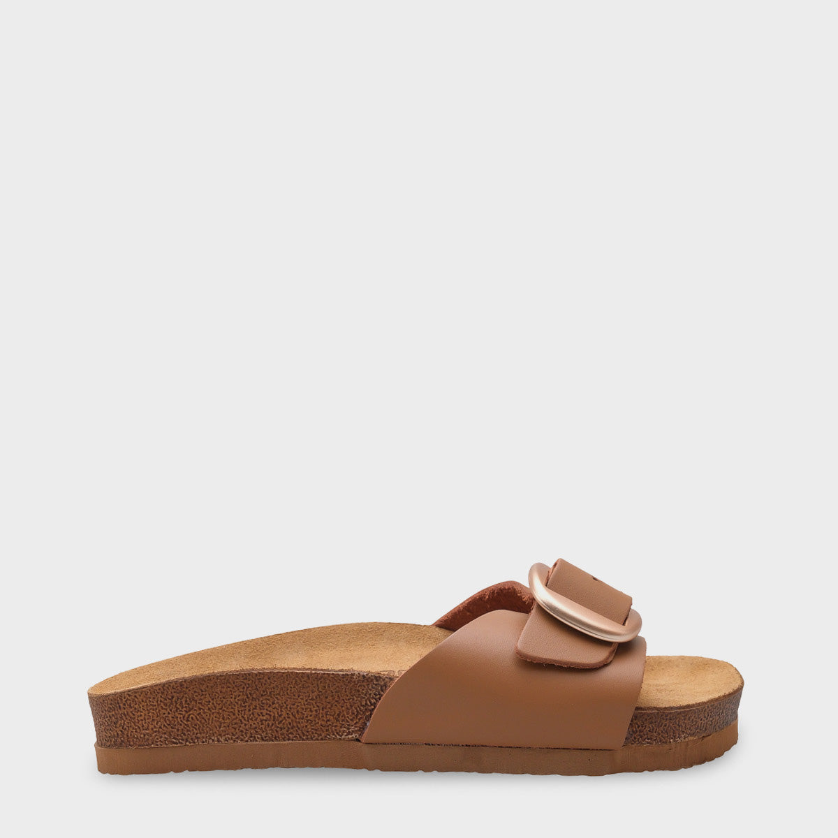 Lee Büyük Tokalı Anatomik Mantar Tabanlı Deri Terlik