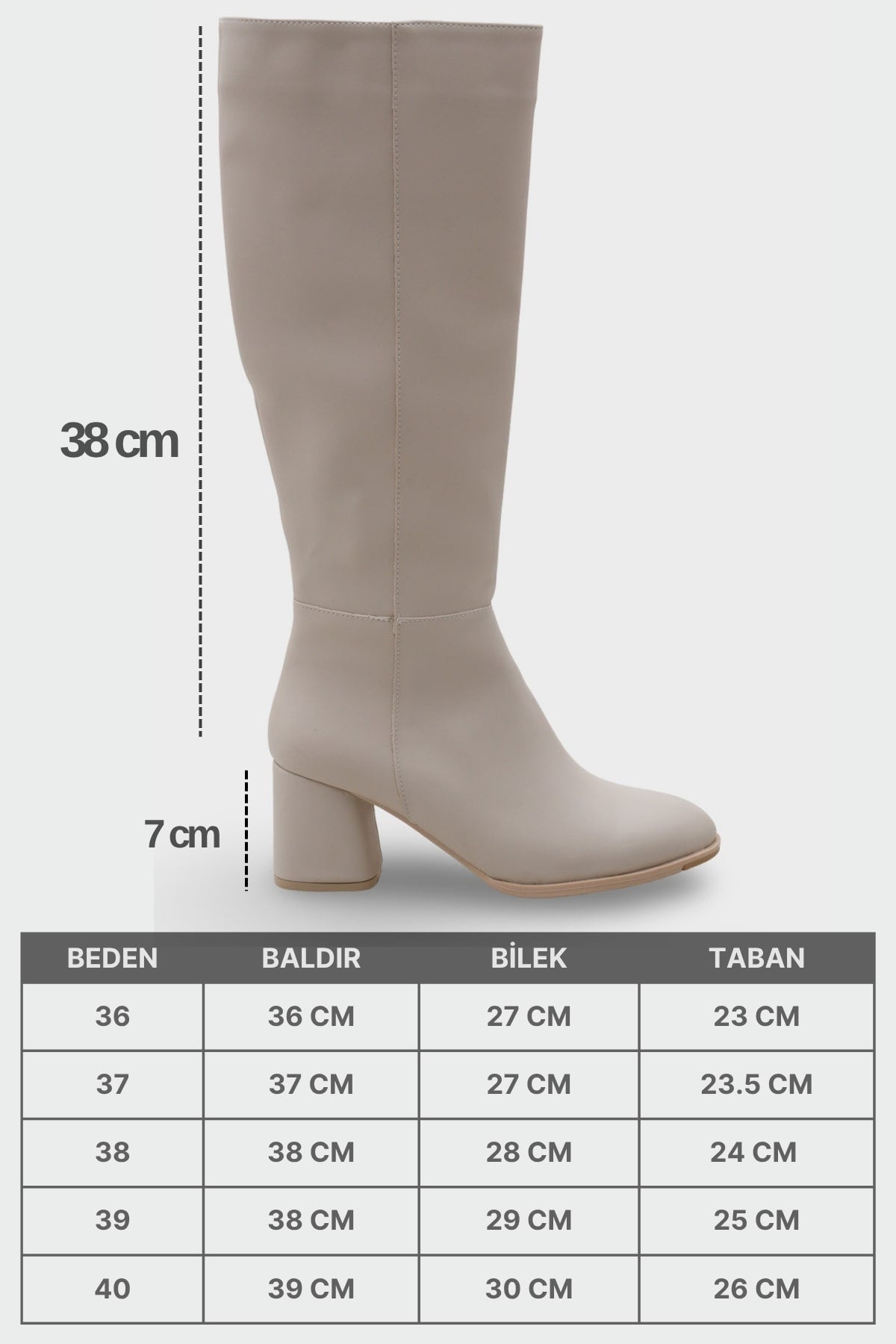 Cathrine Oval Burunlu Yandan Fermuarlı Topuklu Kadın Çizme