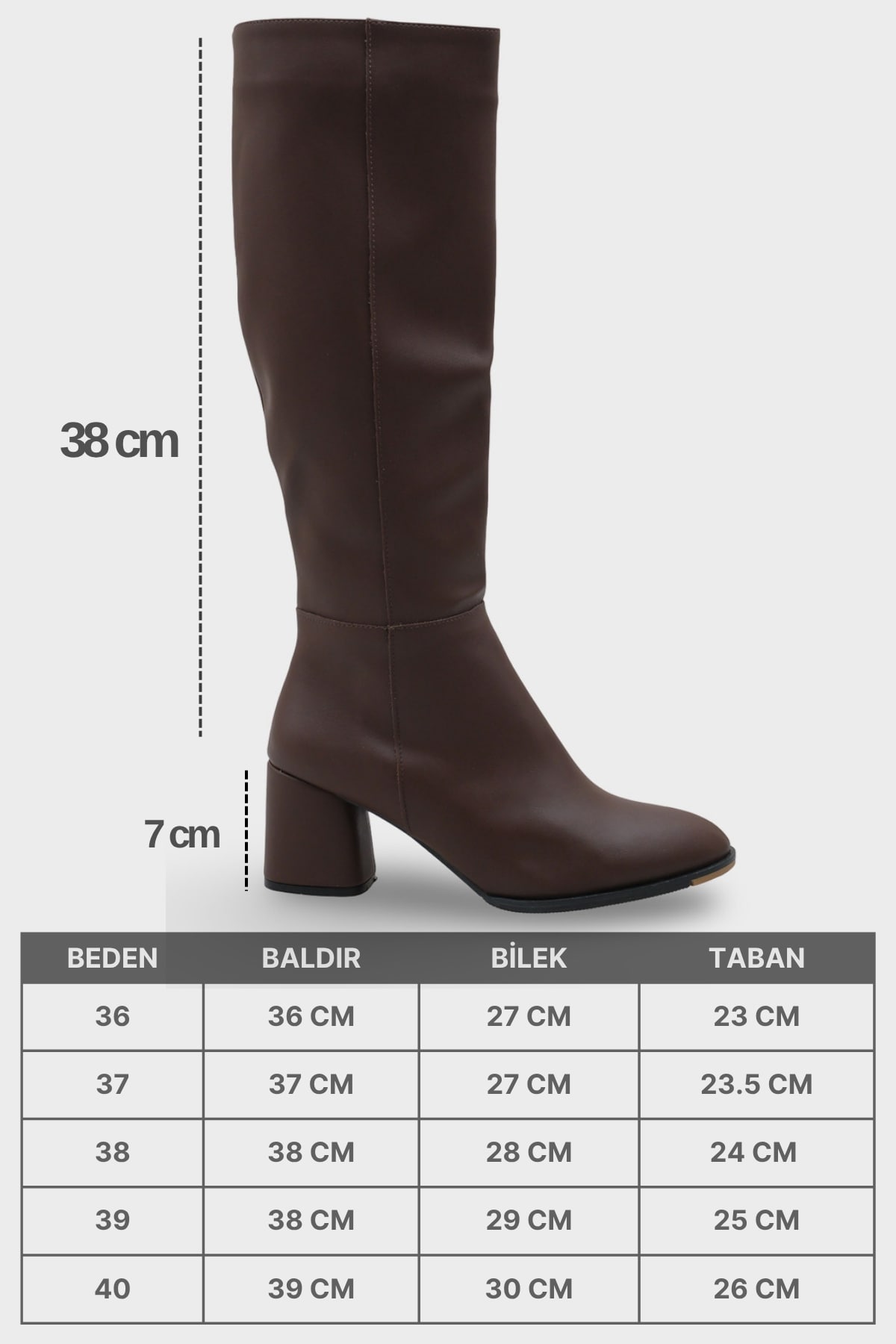 Cathrine Oval Burunlu Yandan Fermuarlı Topuklu Kadın Çizme