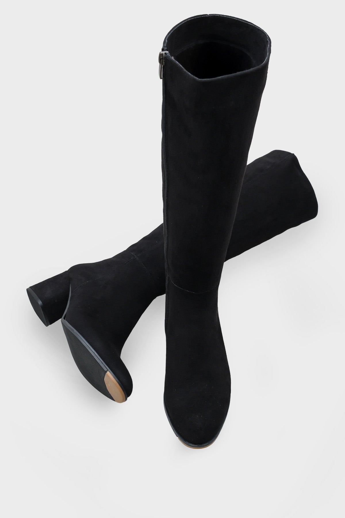 Cathrine Oval Burunlu Yandan Fermuarlı Topuklu Süet Kadın Çizme