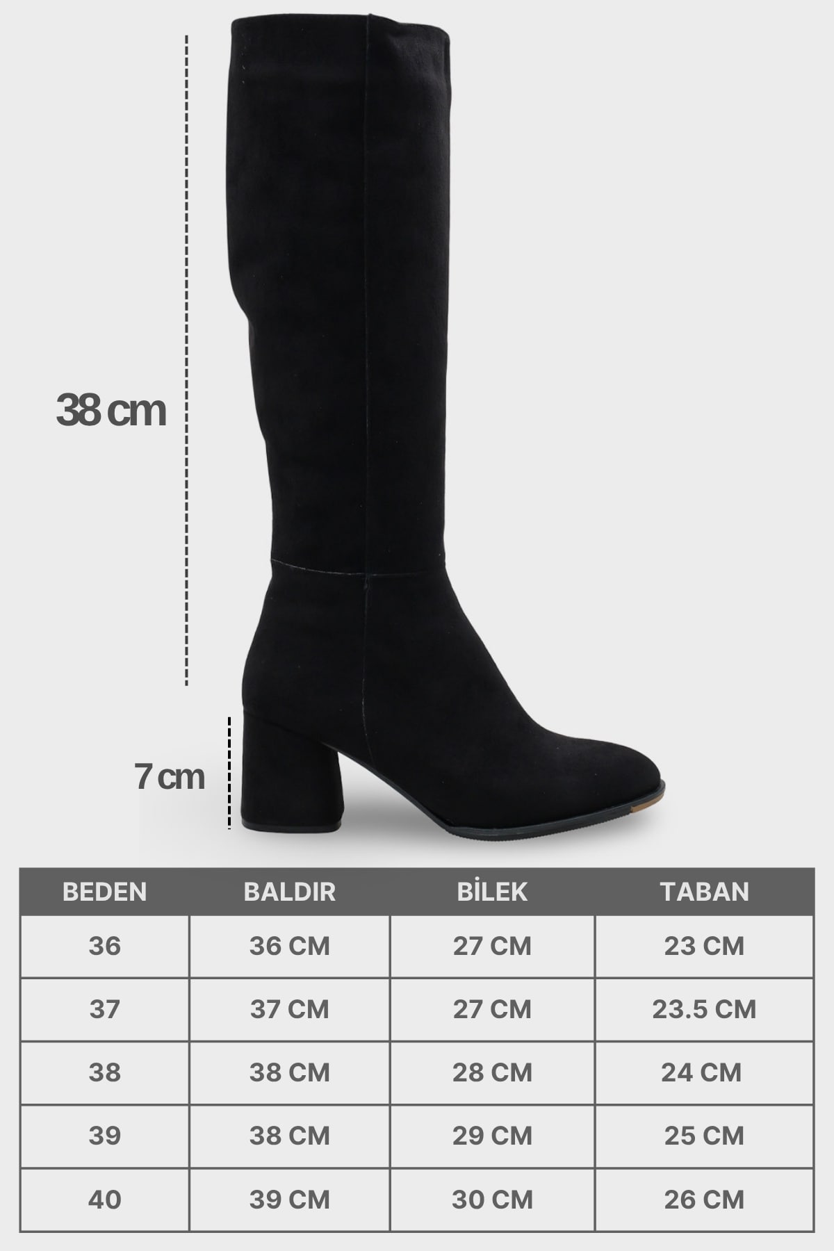 Cathrine Oval Burunlu Yandan Fermuarlı Topuklu Süet Kadın Çizme