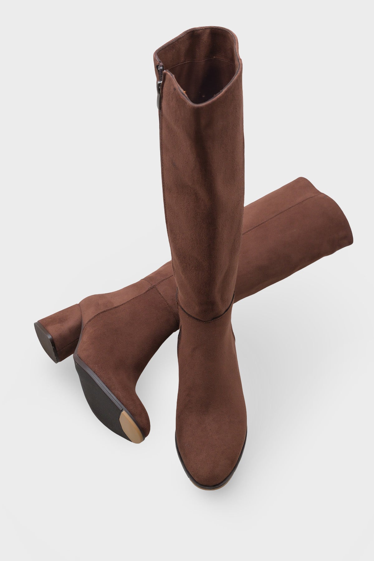 Cathrine Oval Burunlu Yandan Fermuarlı Topuklu Süet Kadın Çizme