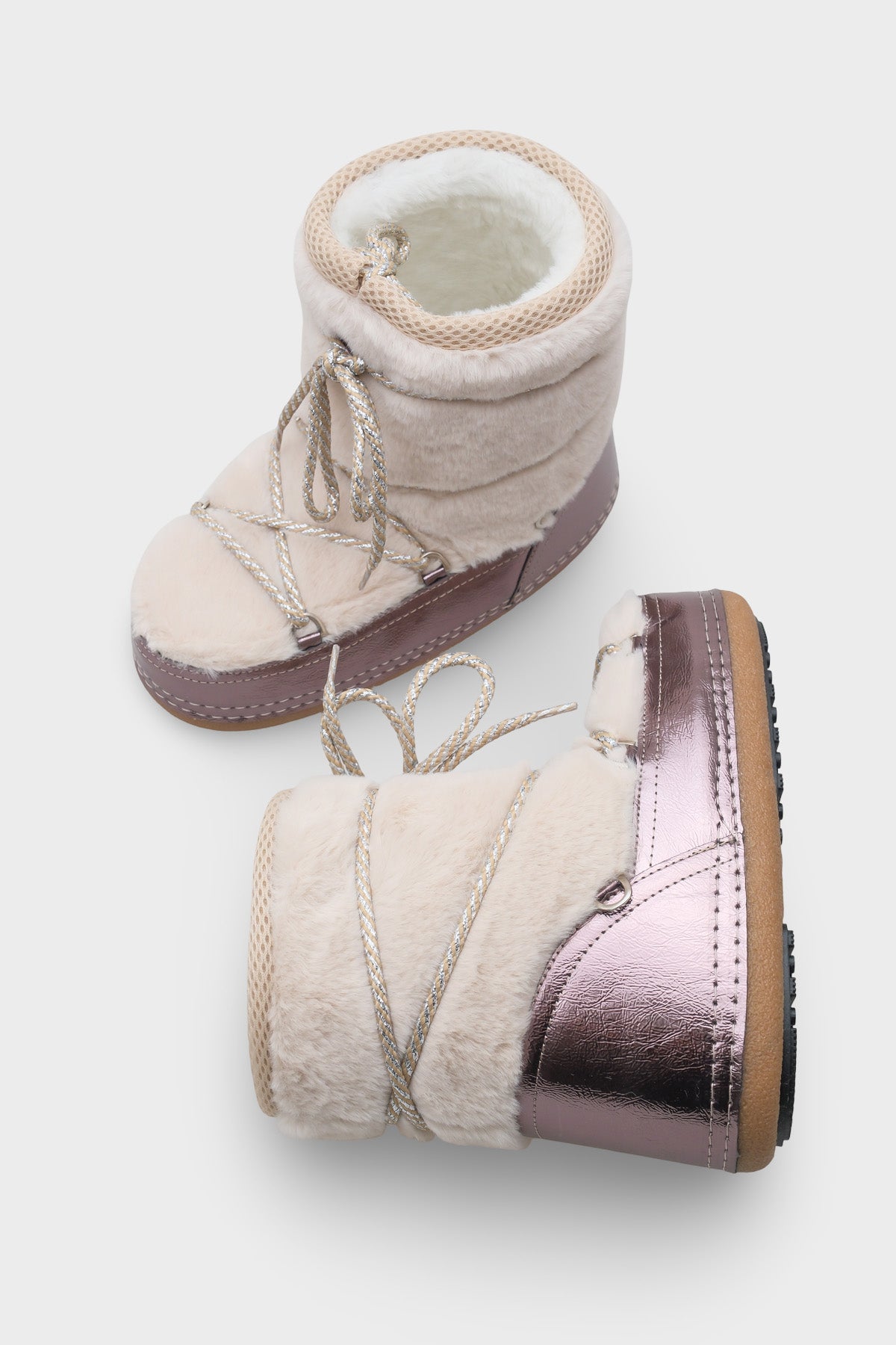 Beatrisa Yuvarlak Burunlu Kalın Tabanlı Kürklü Kadın Kar Botu