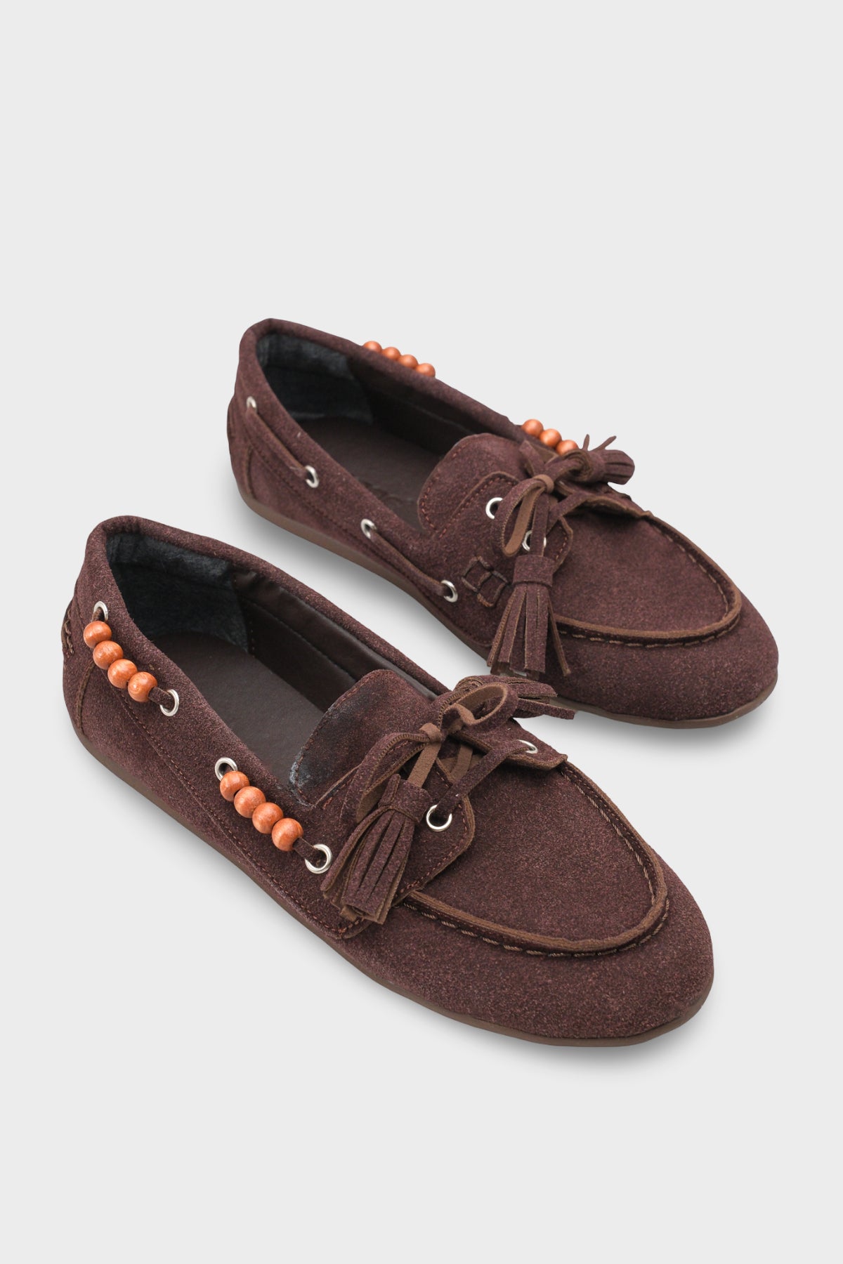 Erinna Püsküllü Ahşap Aksesuarlı Yumuşak Kadın Loafer Ayakkabı