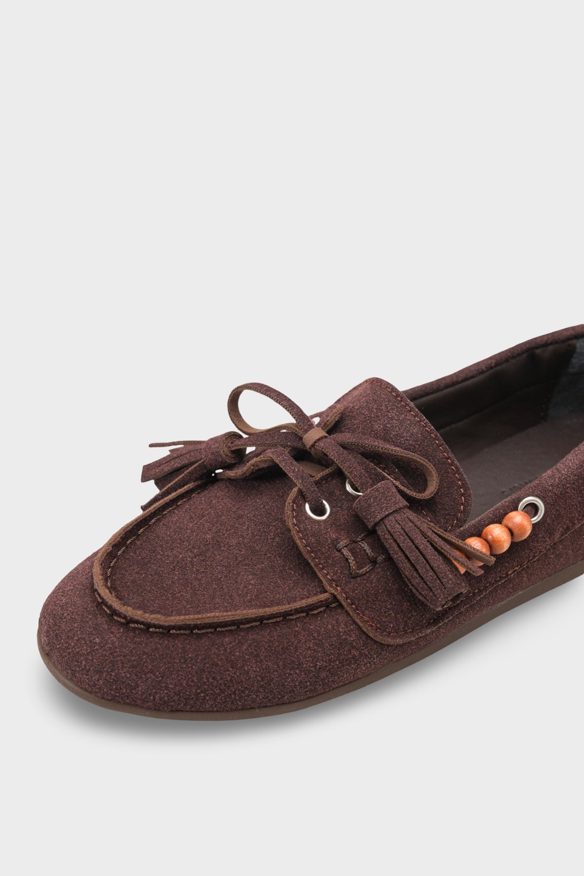 Erinna Püsküllü Ahşap Aksesuarlı Yumuşak Kadın Loafer Ayakkabı