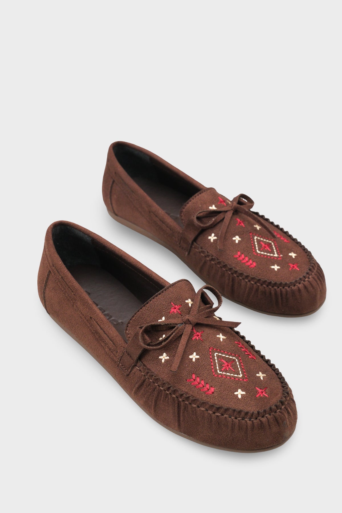 Viki Kızılderili Nakışlı Yumuşak Kadın Loafer Ayakkabı