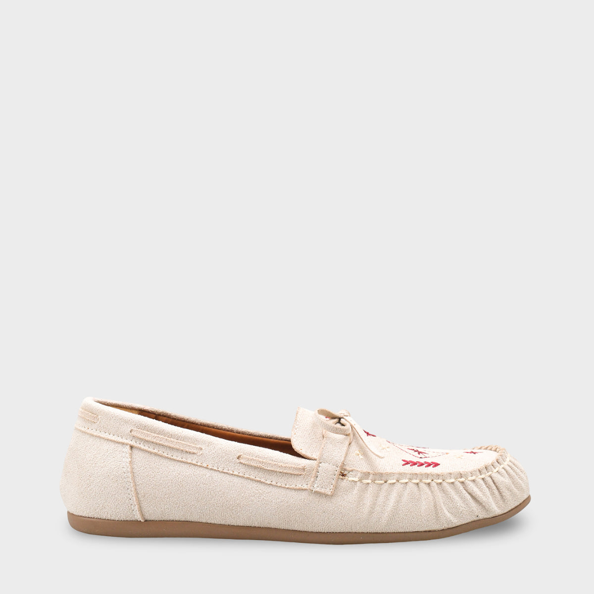 Viki Kızılderili Nakışlı Yumuşak Kadın Loafer Ayakkabı