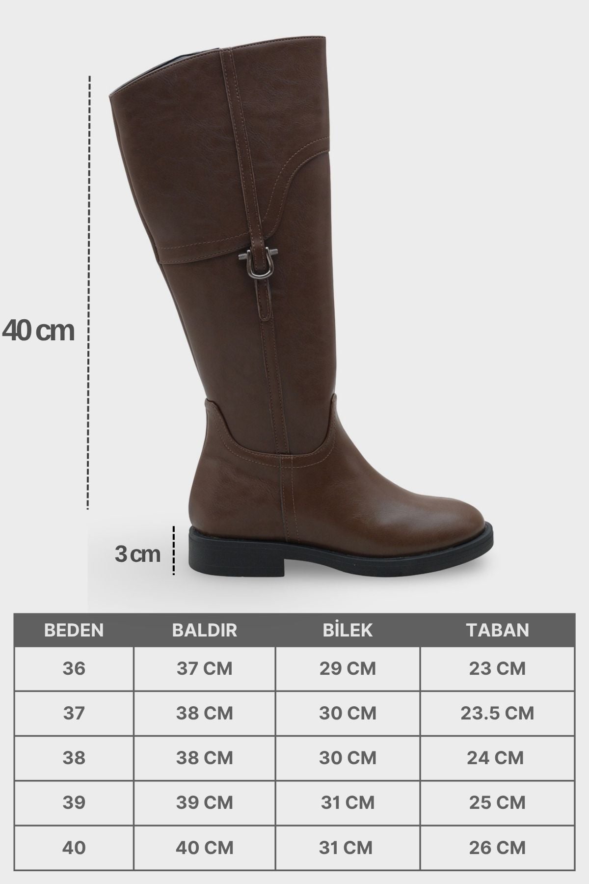 Tokalı Binici Fermuarlı Kadın Çizme