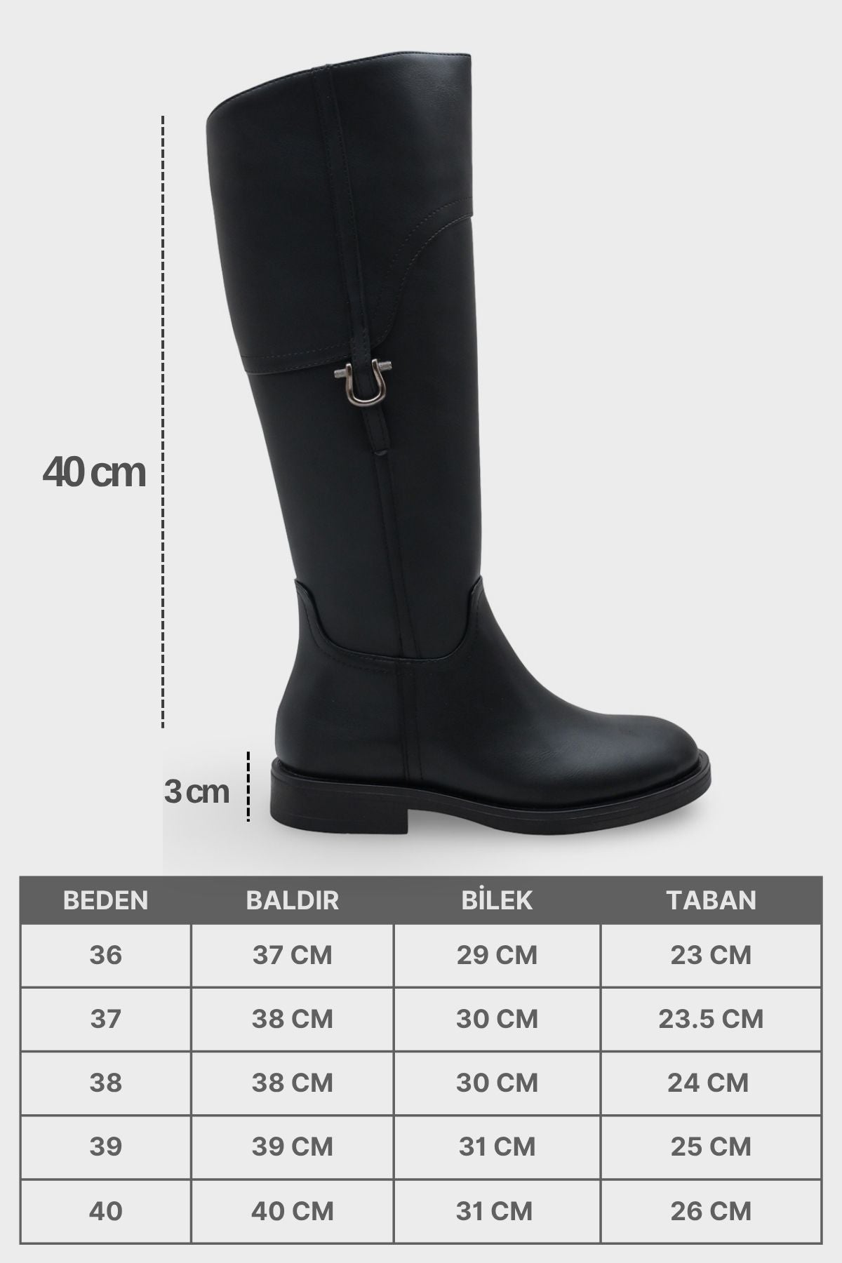 Tokalı Binici Fermuarlı Kadın Çizme