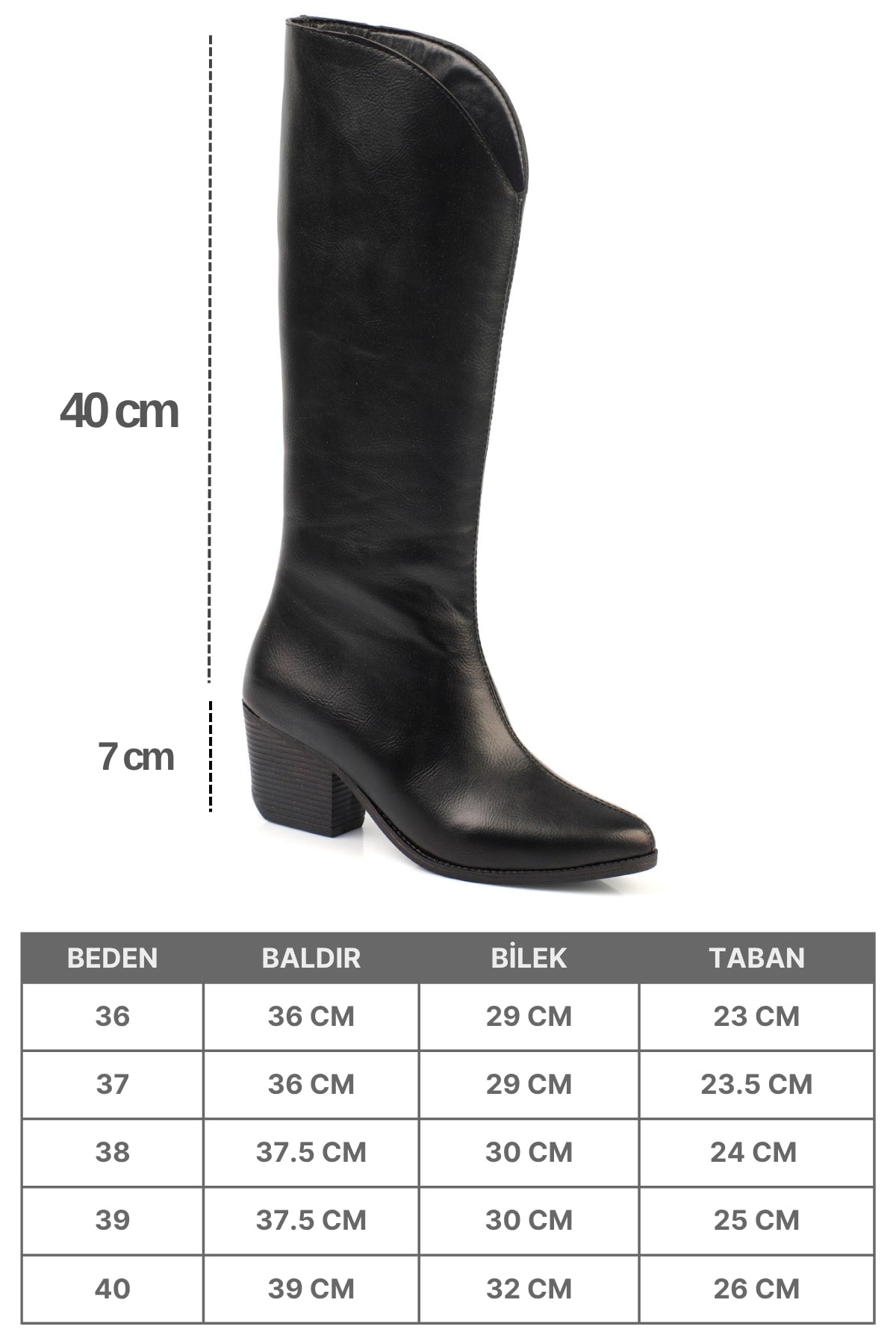 Fermuarlı Uzun Kadın Kovboy Çizme