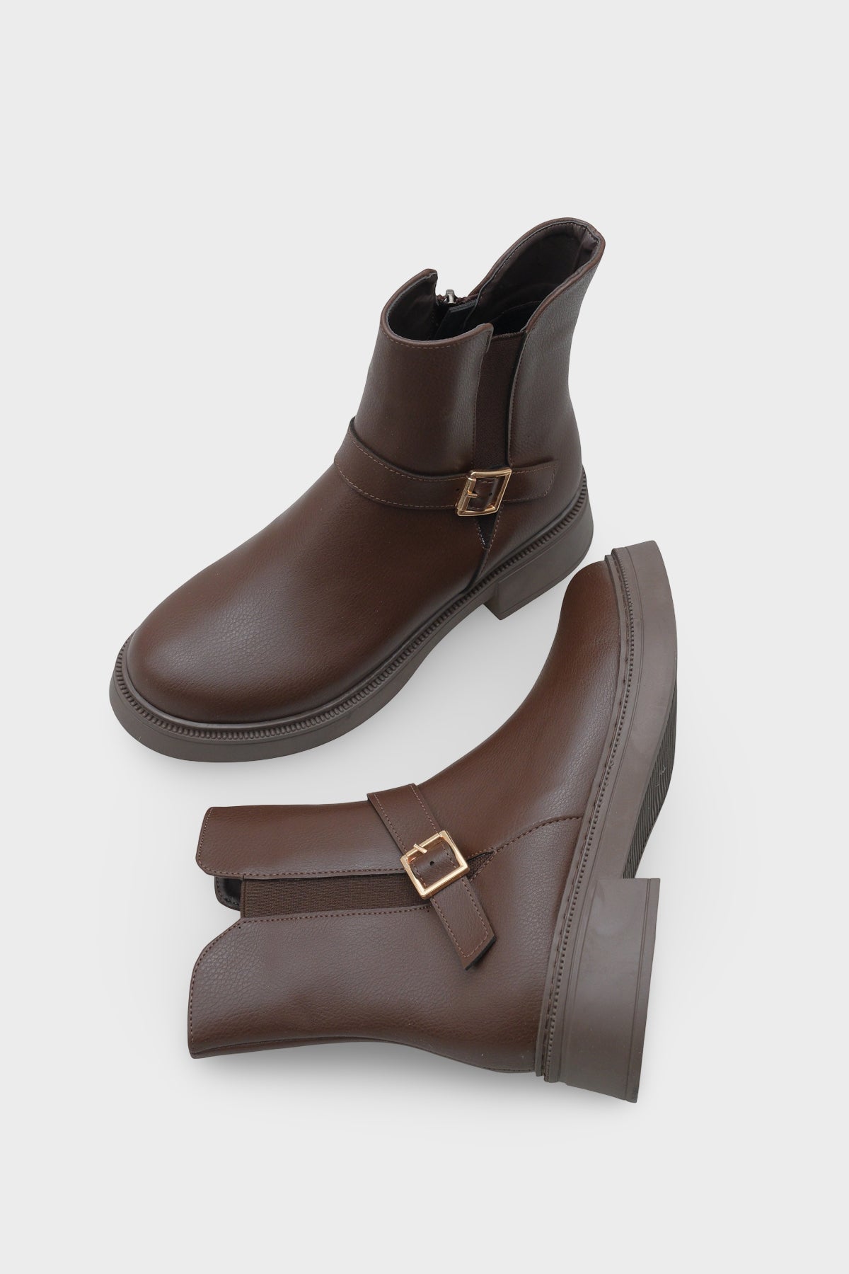 Daria Yandan Fermuarlı Tokalı Lastikli Kadın Bot