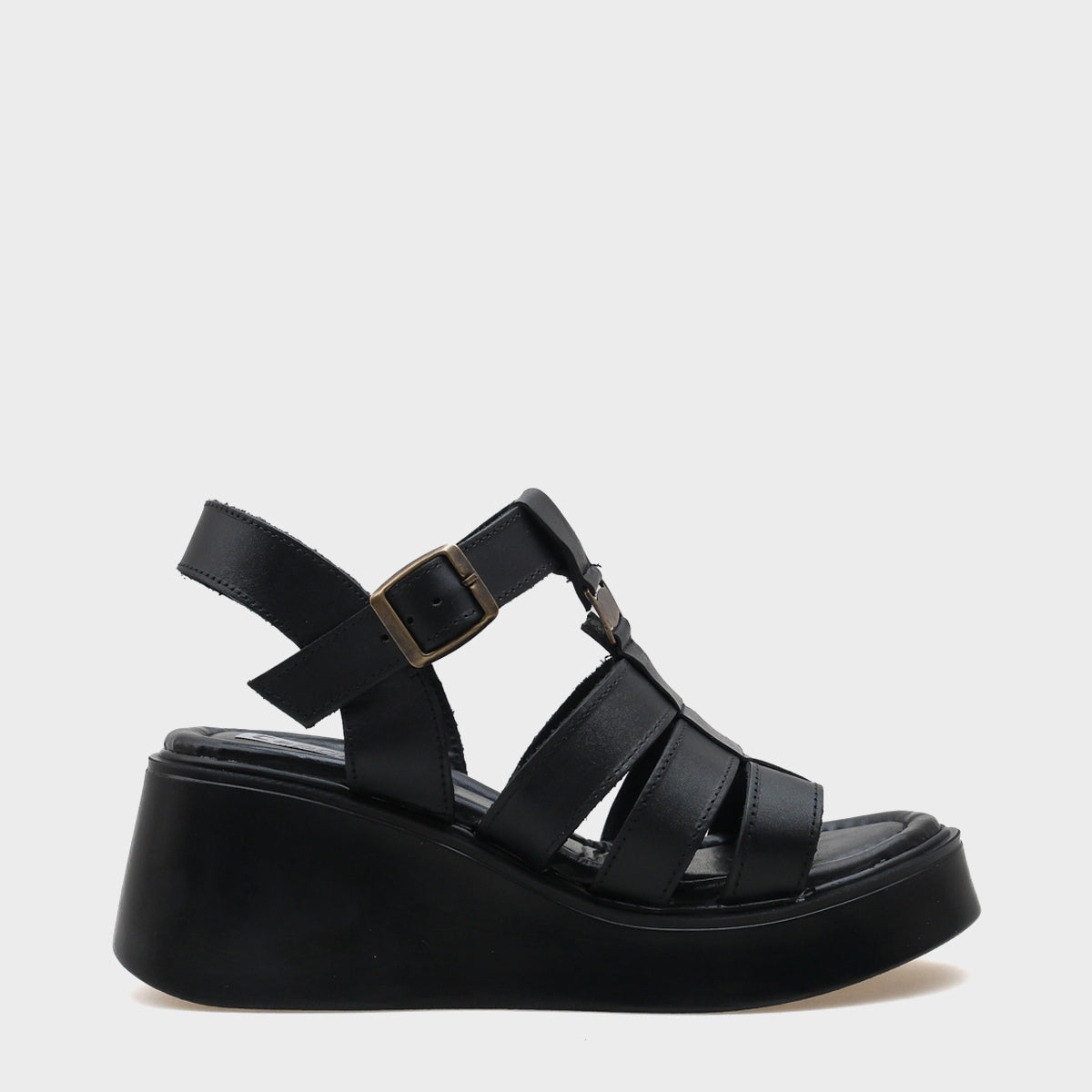 Sofia Dolgu Topuklu Hakiki Deri Bantlı Konfor Kadın Sandalet