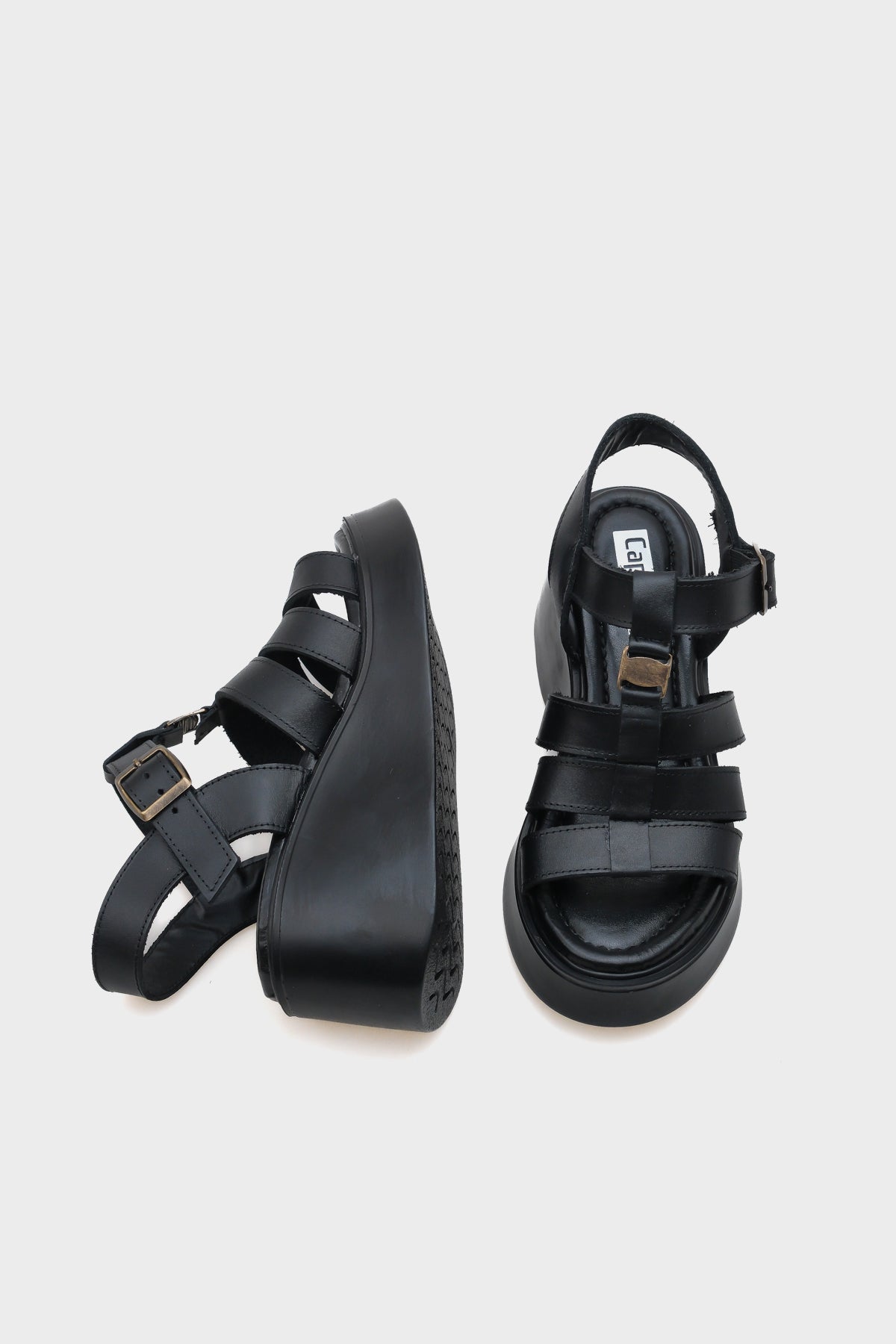 Sofia Dolgu Topuklu Hakiki Deri Bantlı Konfor Kadın Sandalet