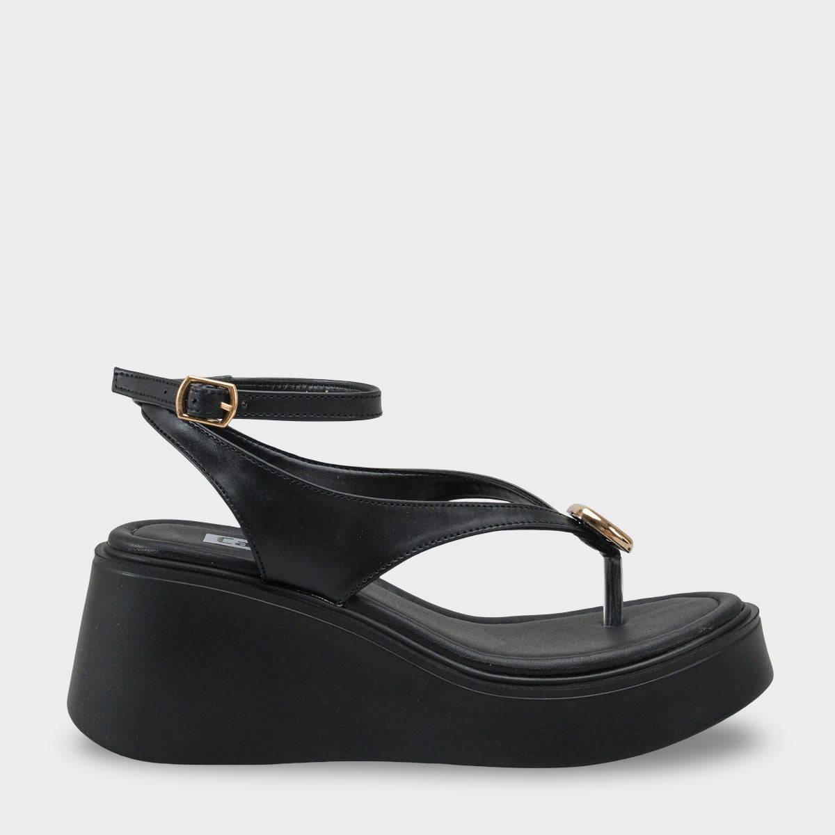 Sandy Dolgu Topuklu Parmak Arası Bilekten Bantlı Kadın Sandalet