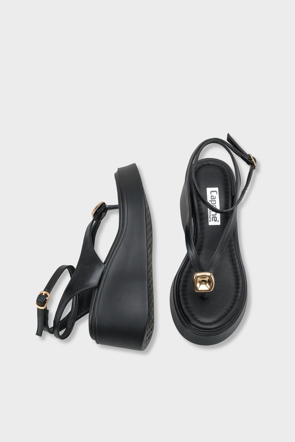 Sandy Dolgu Topuklu Parmak Arası Bilekten Bantlı Kadın Sandalet