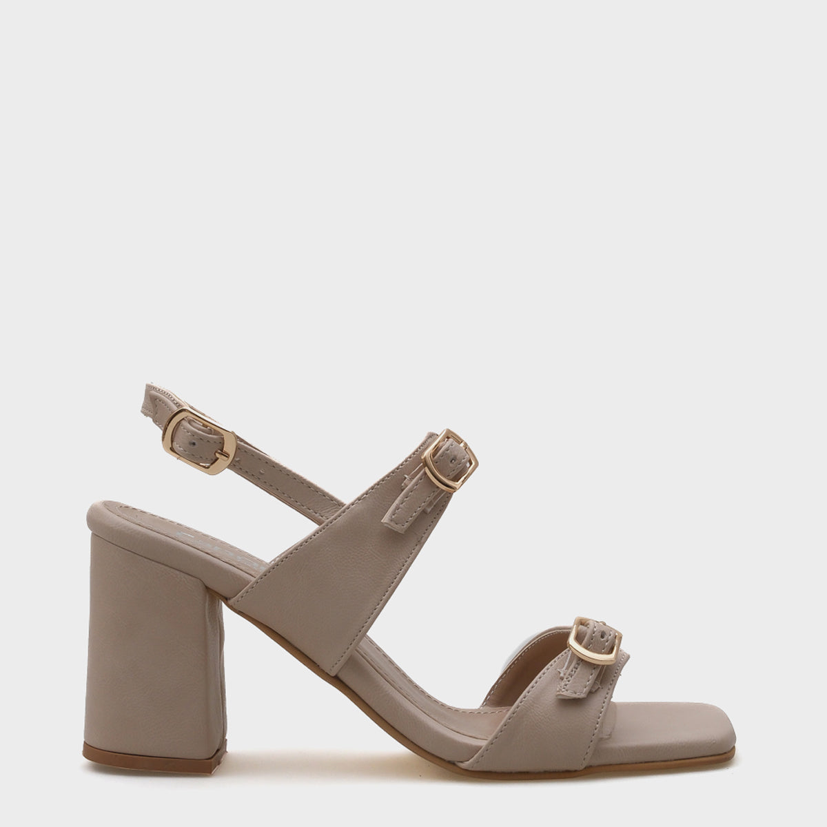 Clair Küt Burunlu Orta Topuklu Çift Bantlı Kadın Sandalet