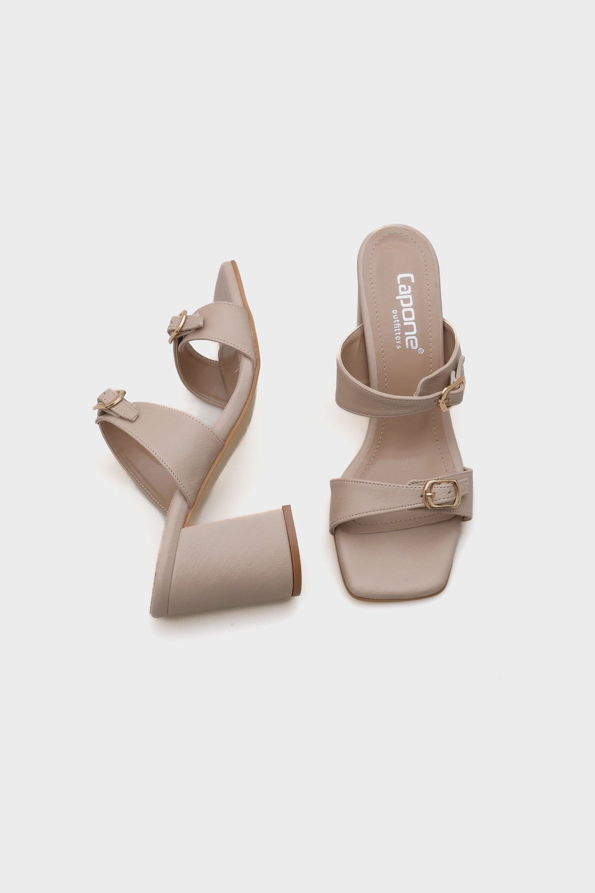 Lenora Küt Burunlu Orta Topuklu Çift Bantlı Kadın Terlik