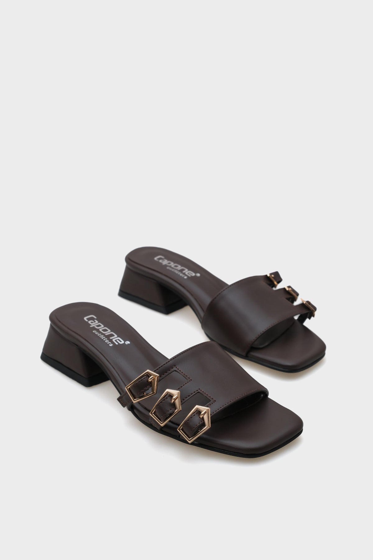 Lesley Kısa Topuklu Küt Burunlu Tokalı Kadın Terlik