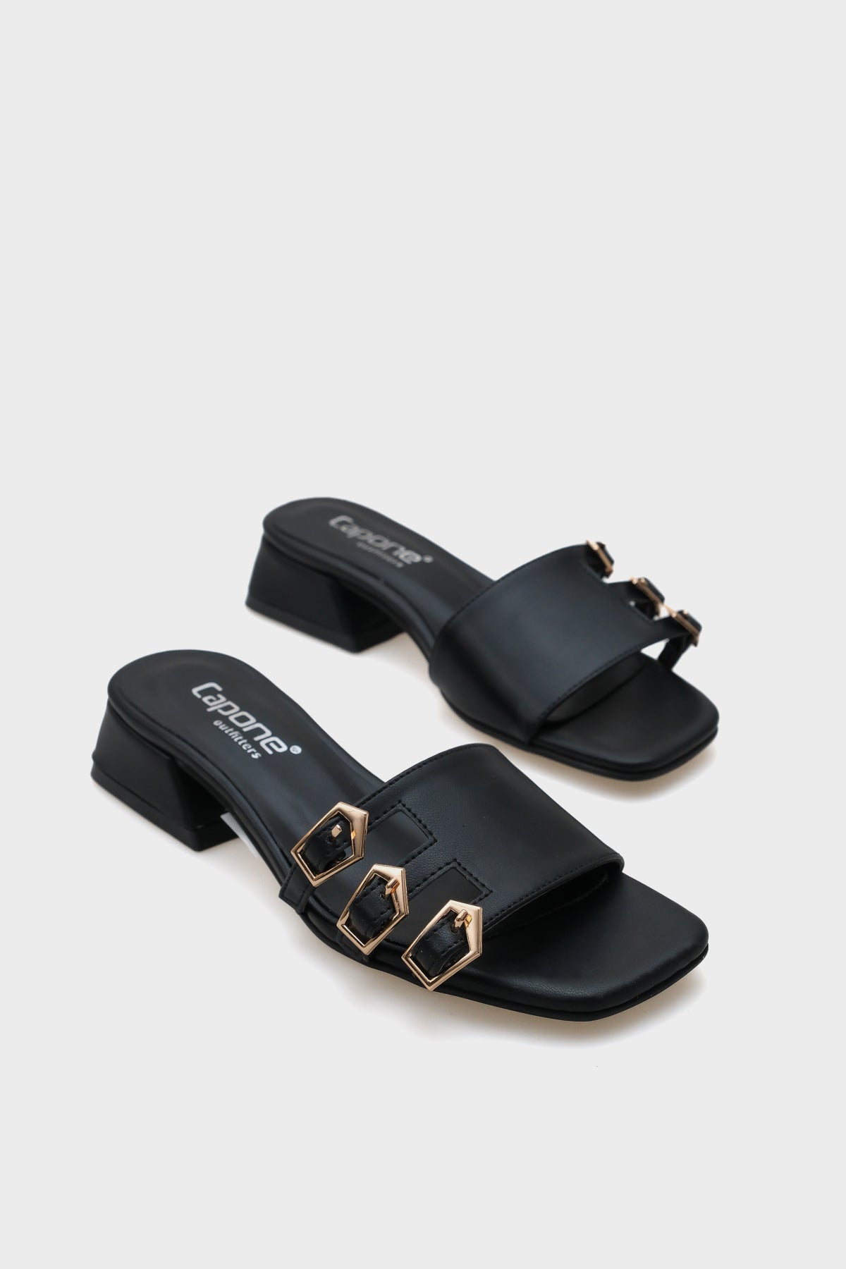 Lesley Kısa Topuklu Küt Burunlu Tokalı Kadın Terlik