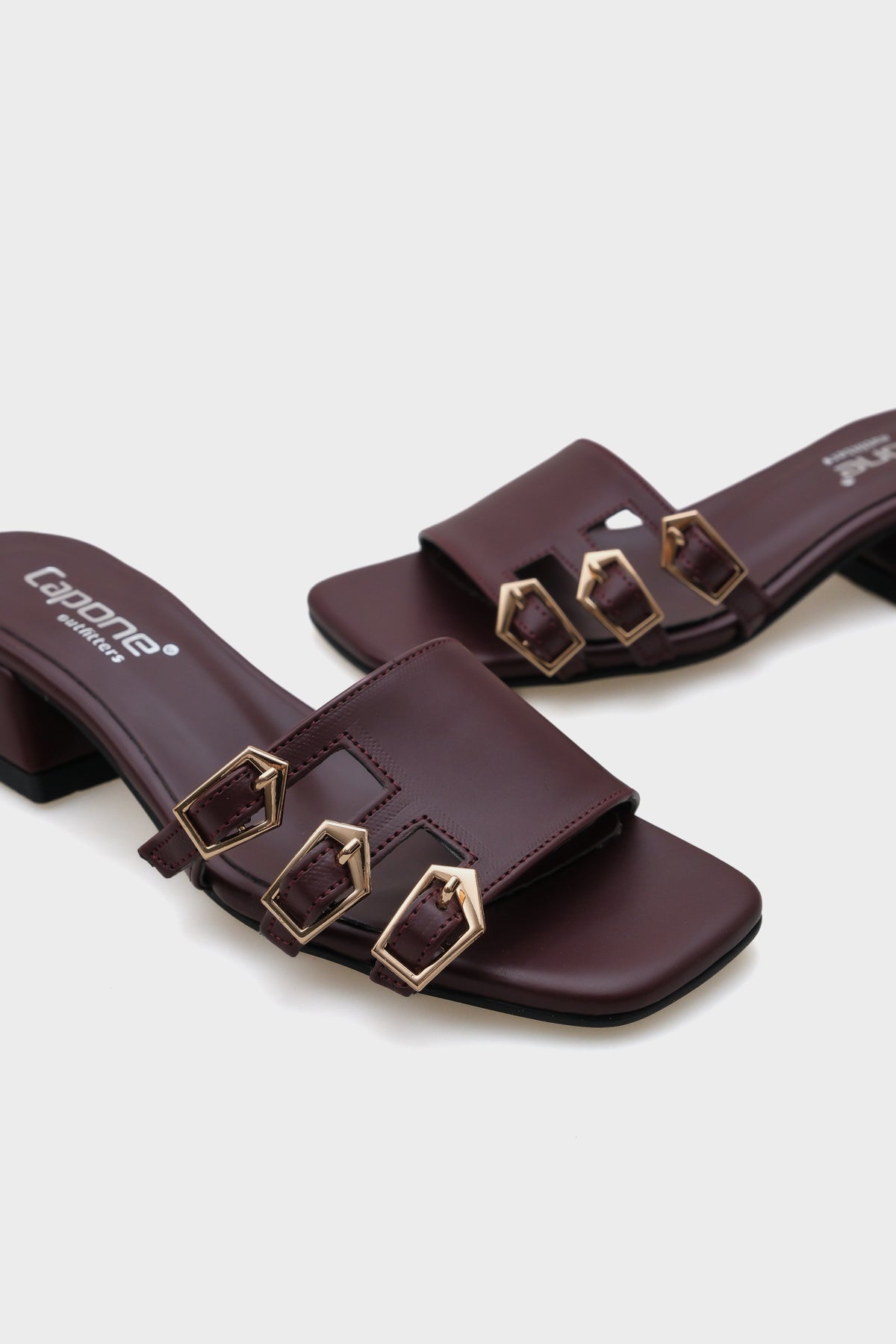 Lesley Kısa Topuklu Küt Burunlu Tokalı Kadın Terlik