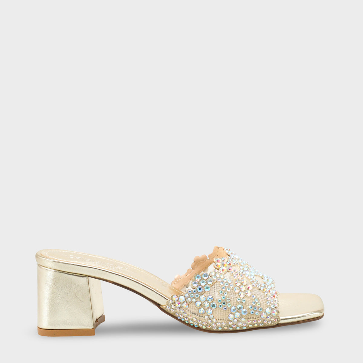 Lois Küt Burunlu Taşlı Orta Topuklu Şık Kadın Düğün Terlik