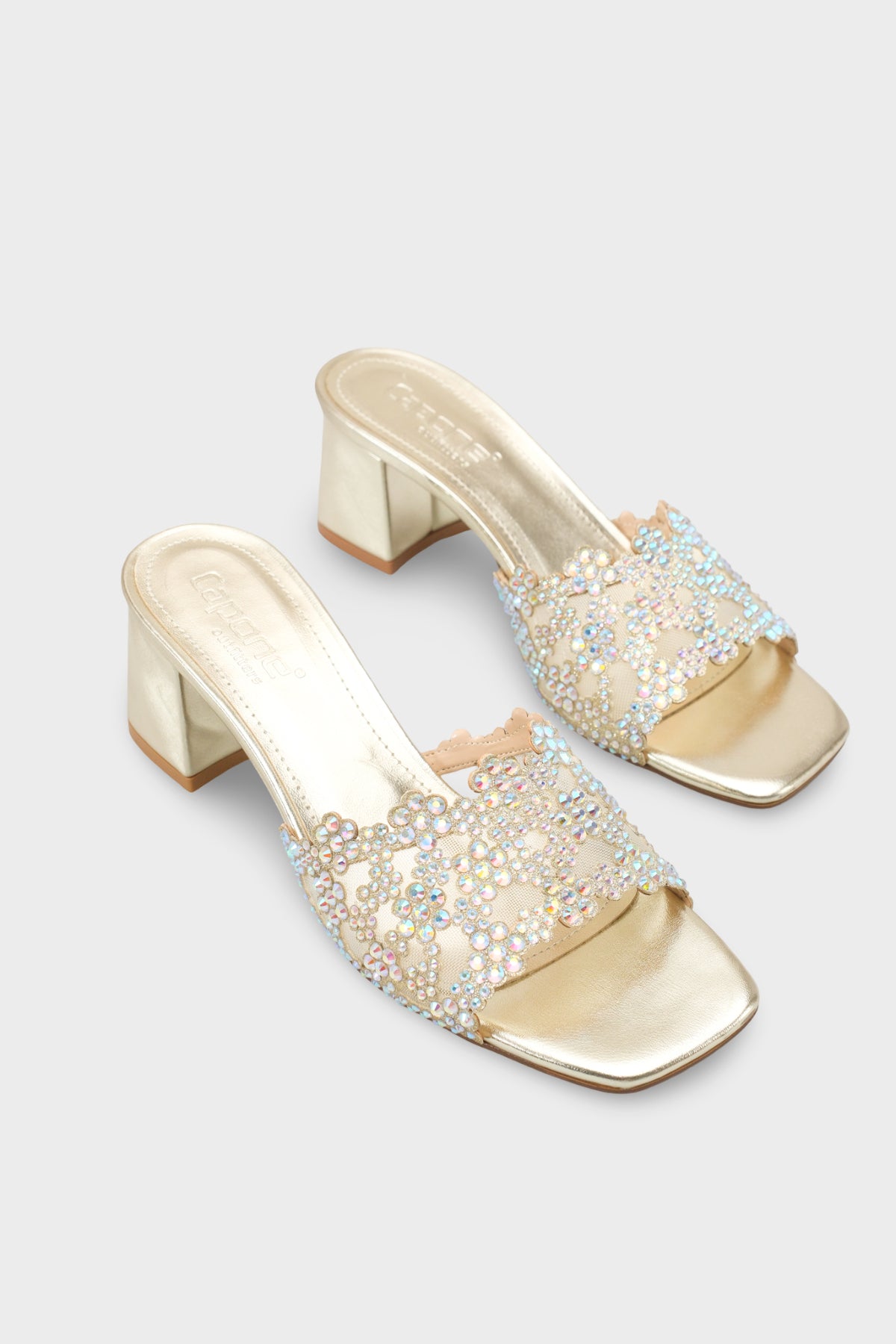 Lois Küt Burunlu Taşlı Orta Topuklu Şık Kadın Düğün Terlik