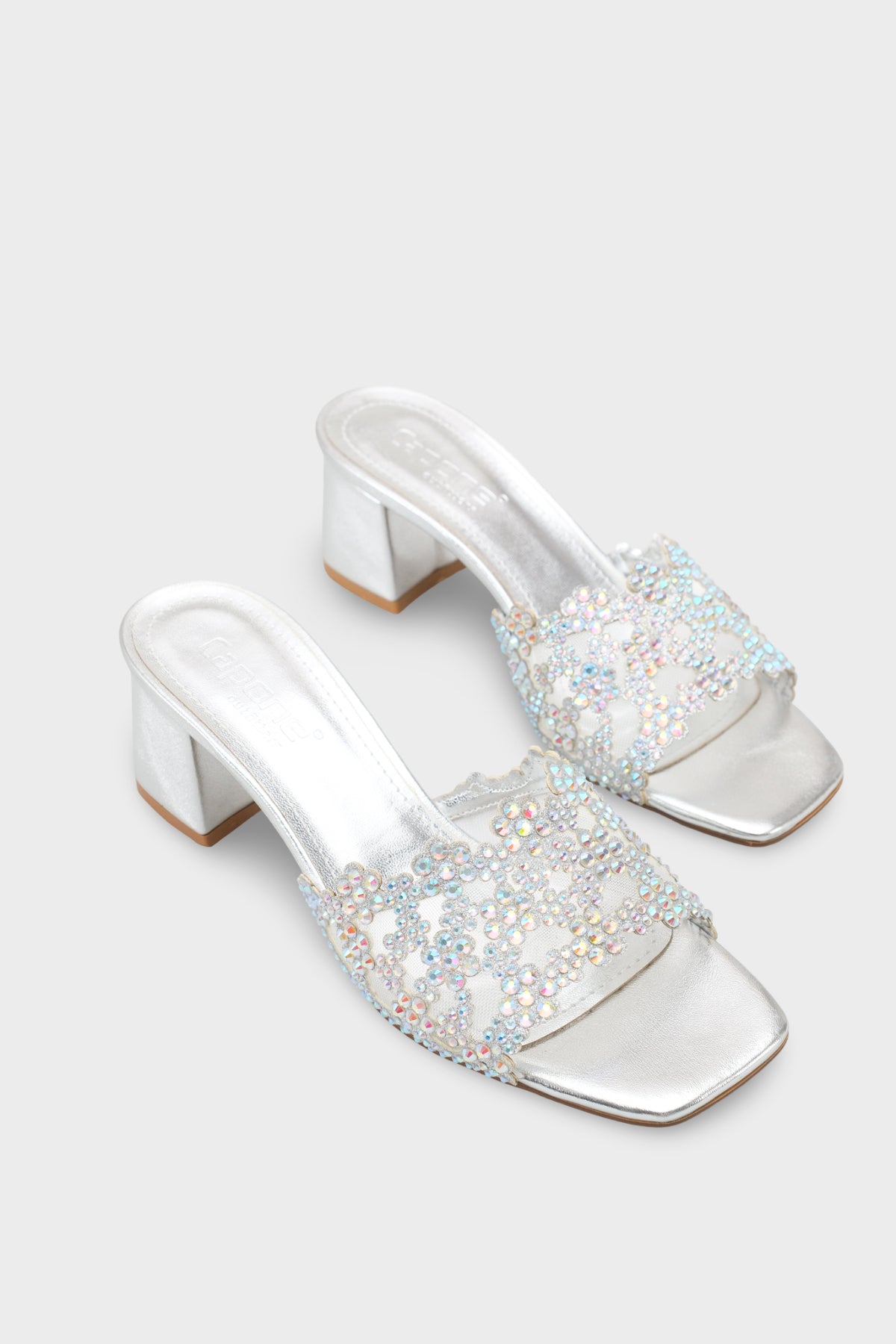 Lois Küt Burunlu Taşlı Orta Topuklu Şık Kadın Düğün Terlik