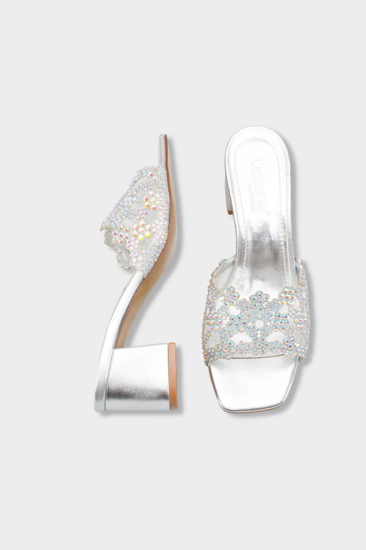 Lois Küt Burunlu Taşlı Orta Topuklu Şık Kadın Düğün Terlik