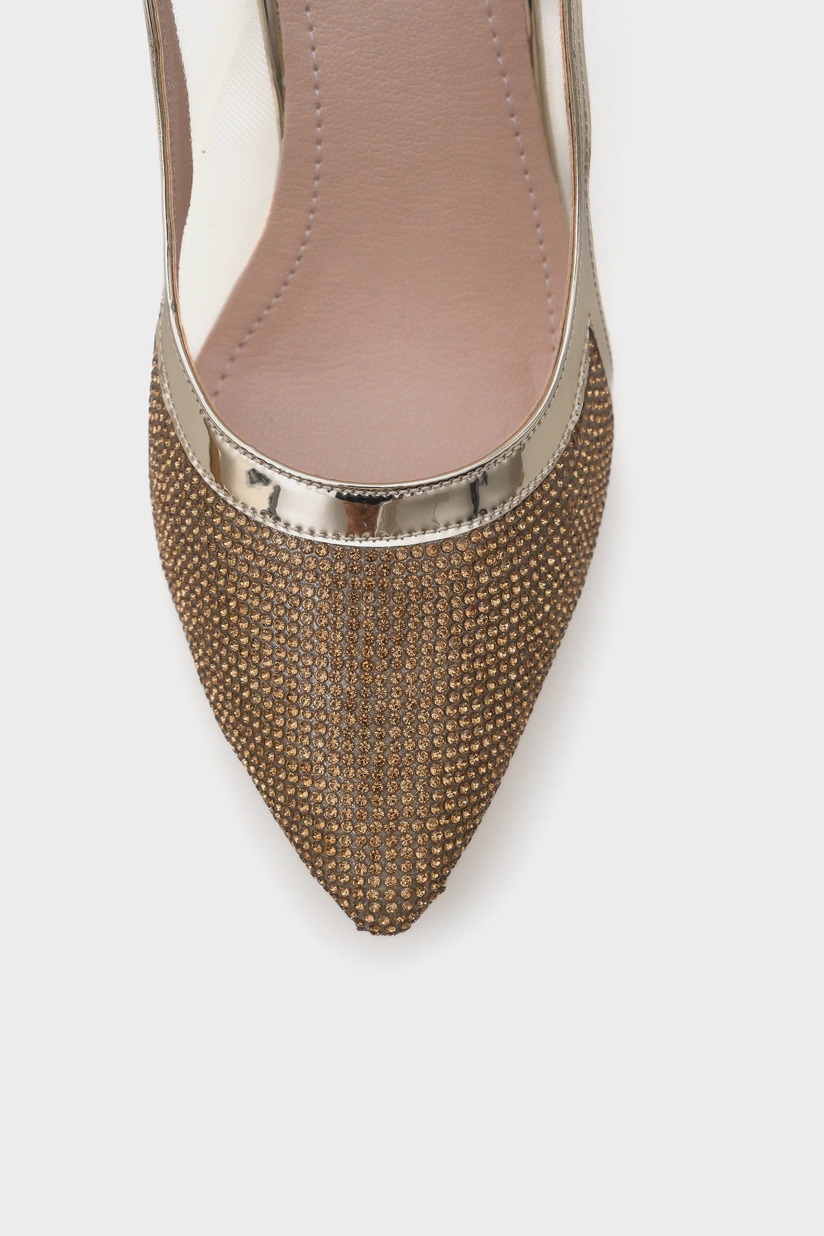 Ola 750 Kadın Topuklu Taşlı Fileli Arkası Açık Ayakkabı