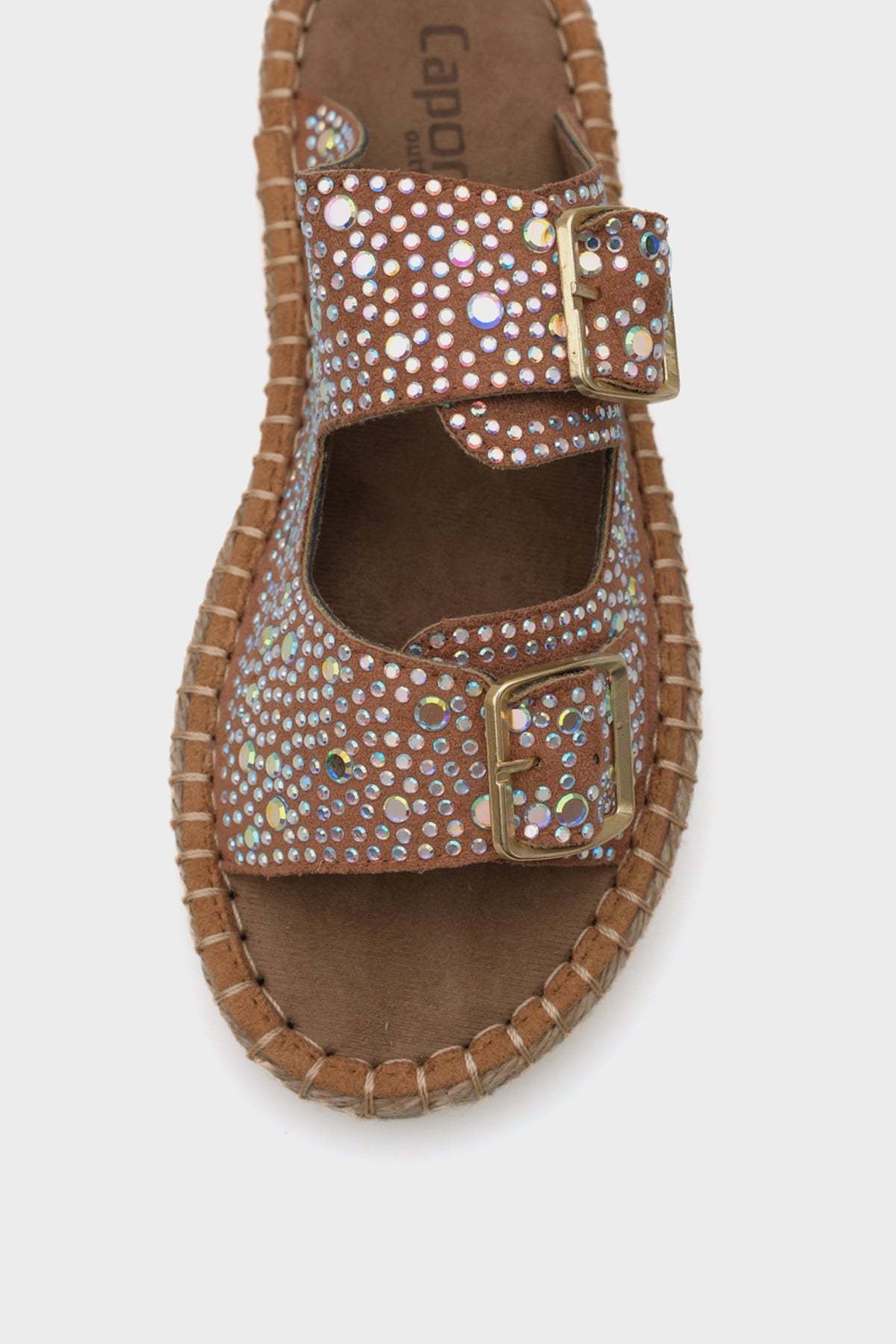 Caitlin Çift  Bantlı Taşlı Kadın Espadril Terlik