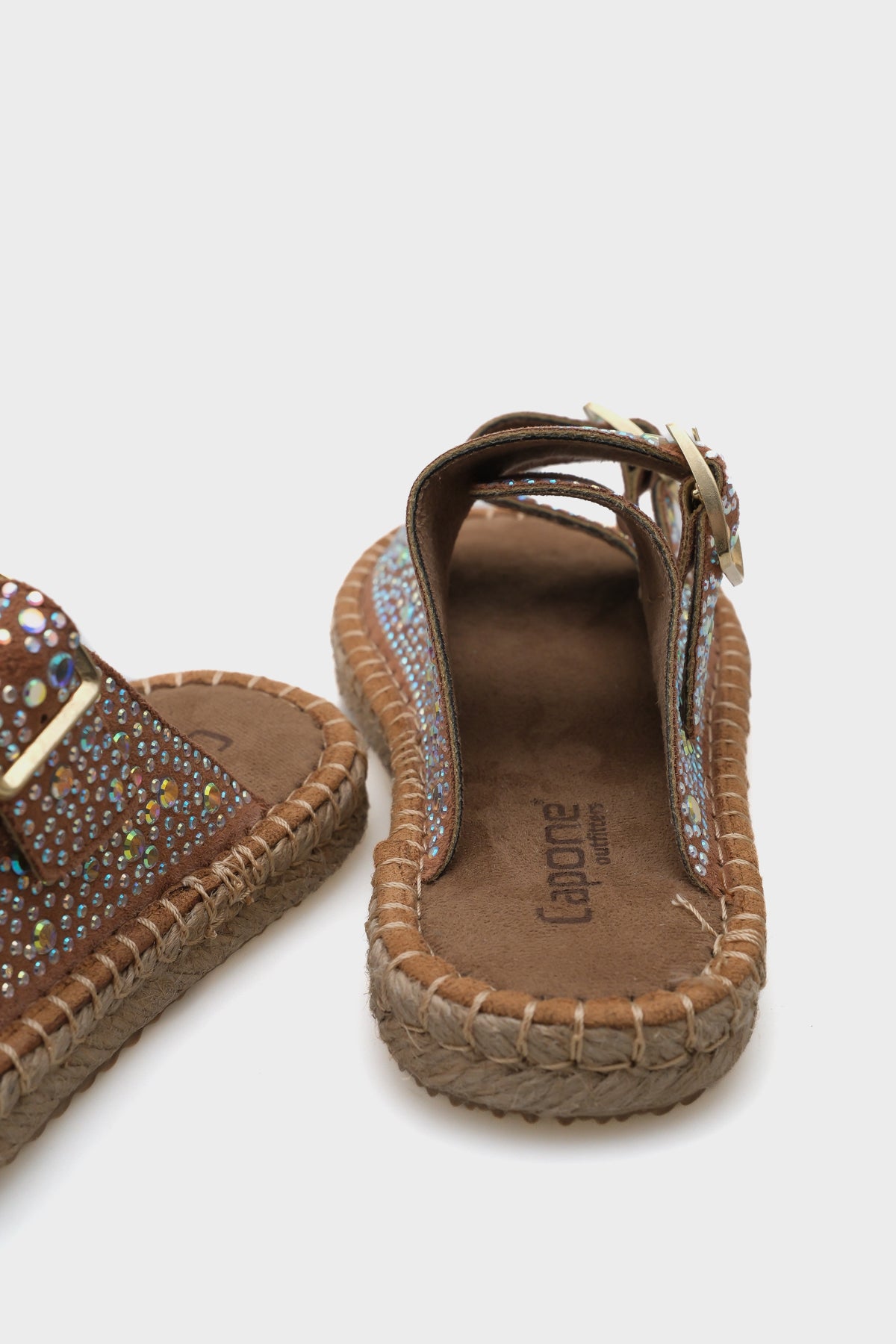Caitlin Çift Bantlı Taşlı Kadın Espadril Terlik