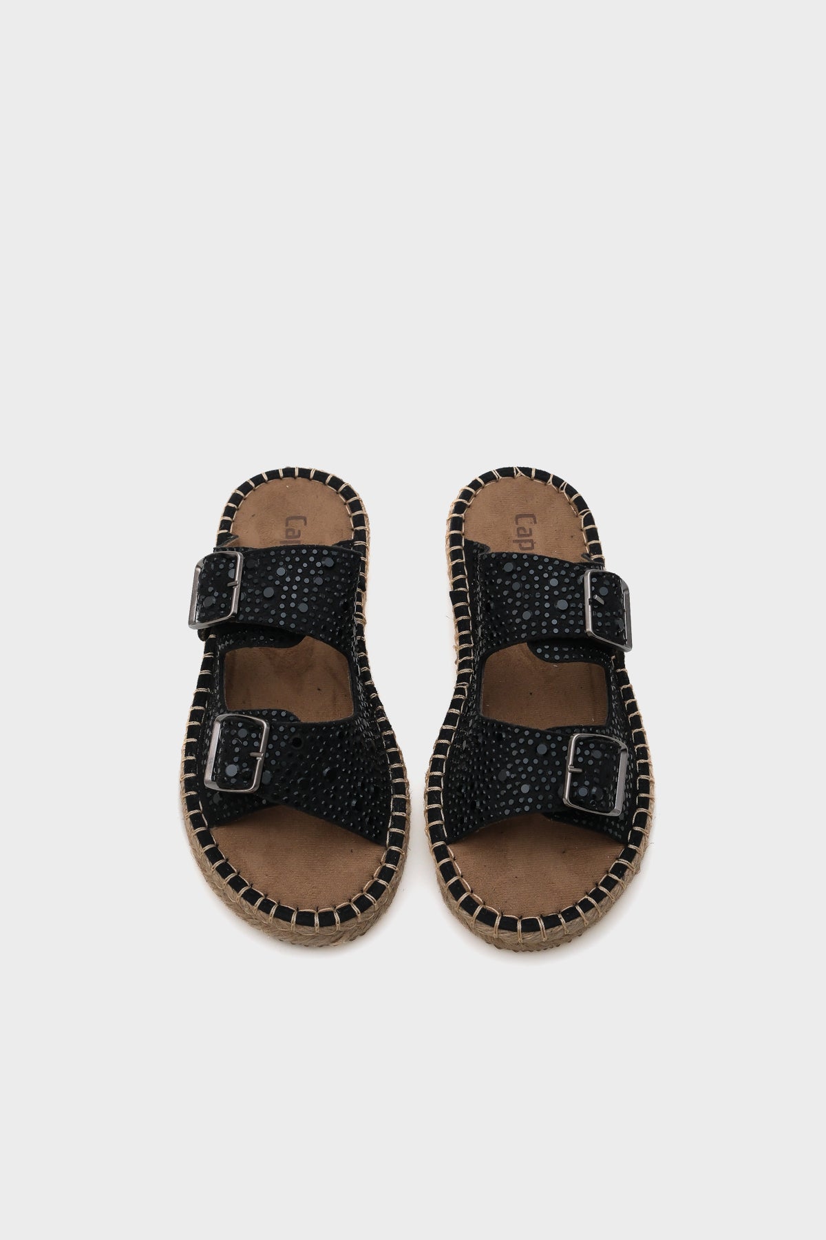 Caitlin Çift  Bantlı Taşlı Kadın Espadril Terlik