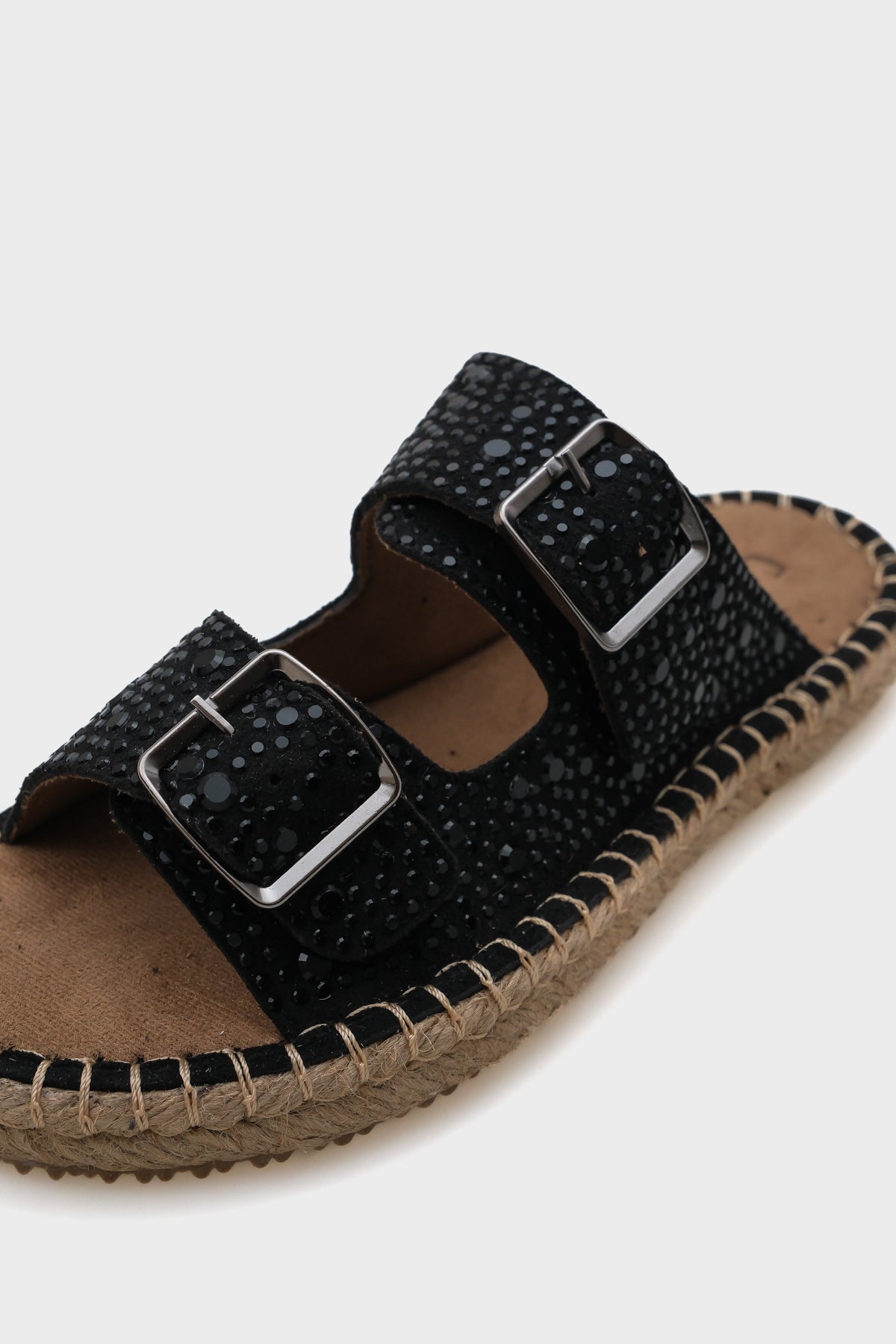 Caitlin Çift  Bantlı Taşlı Kadın Espadril Terlik