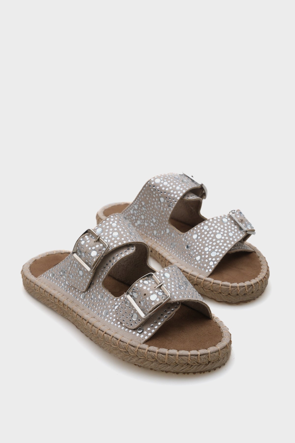 Caitlin Çift  Bantlı Taşlı Kadın Espadril Terlik