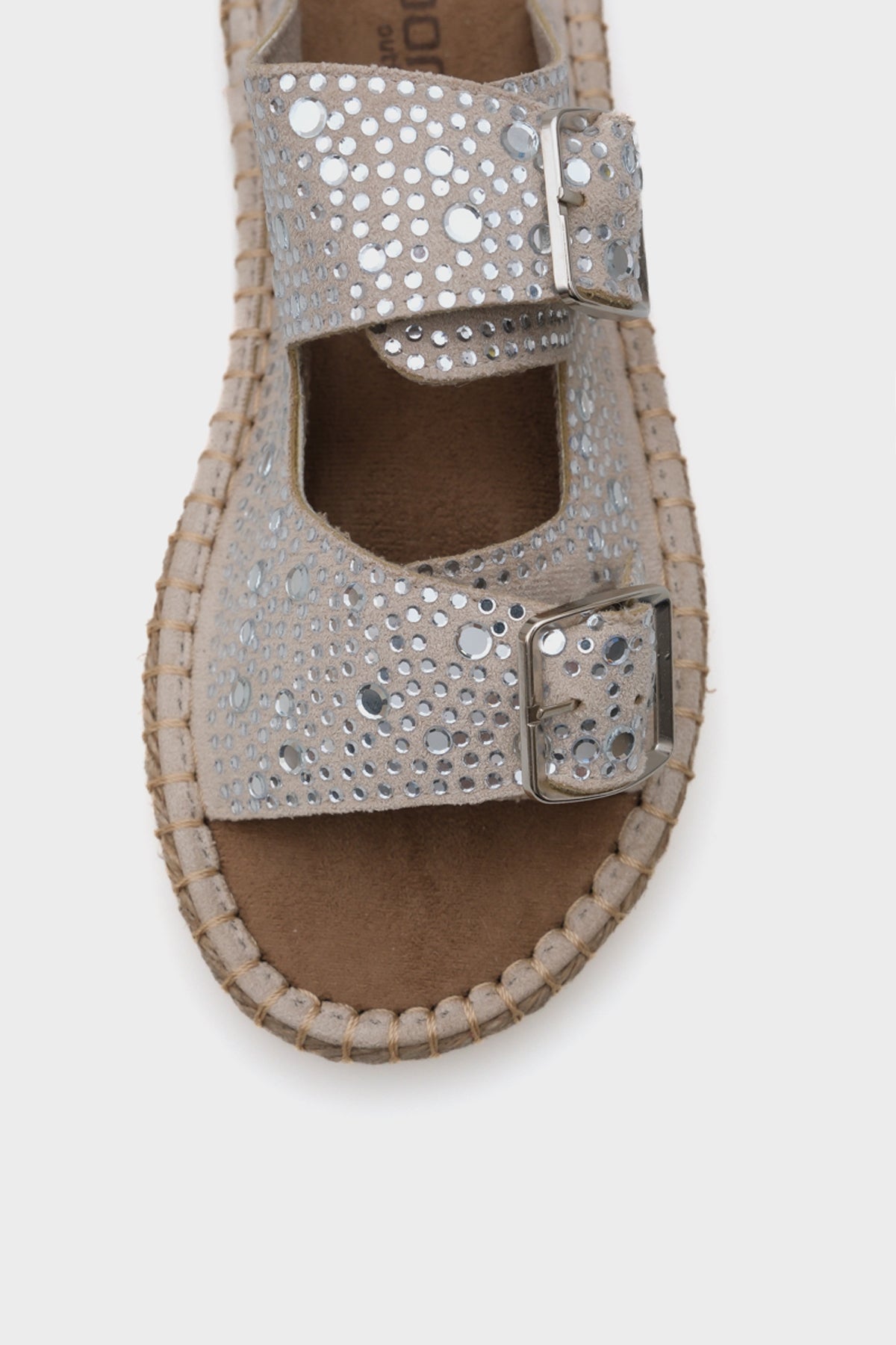 Çift  Bantlı Taşlı Kadın Espadril Terlik