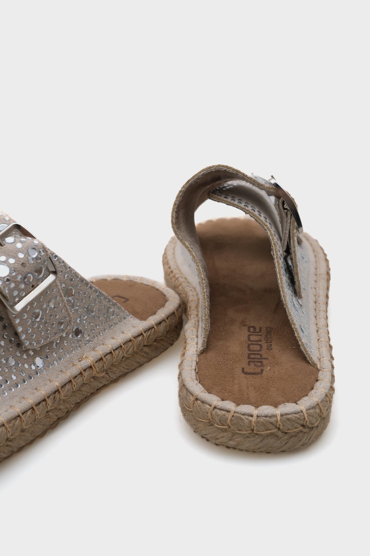 Caitlin Çift  Bantlı Taşlı Kadın Espadril Terlik