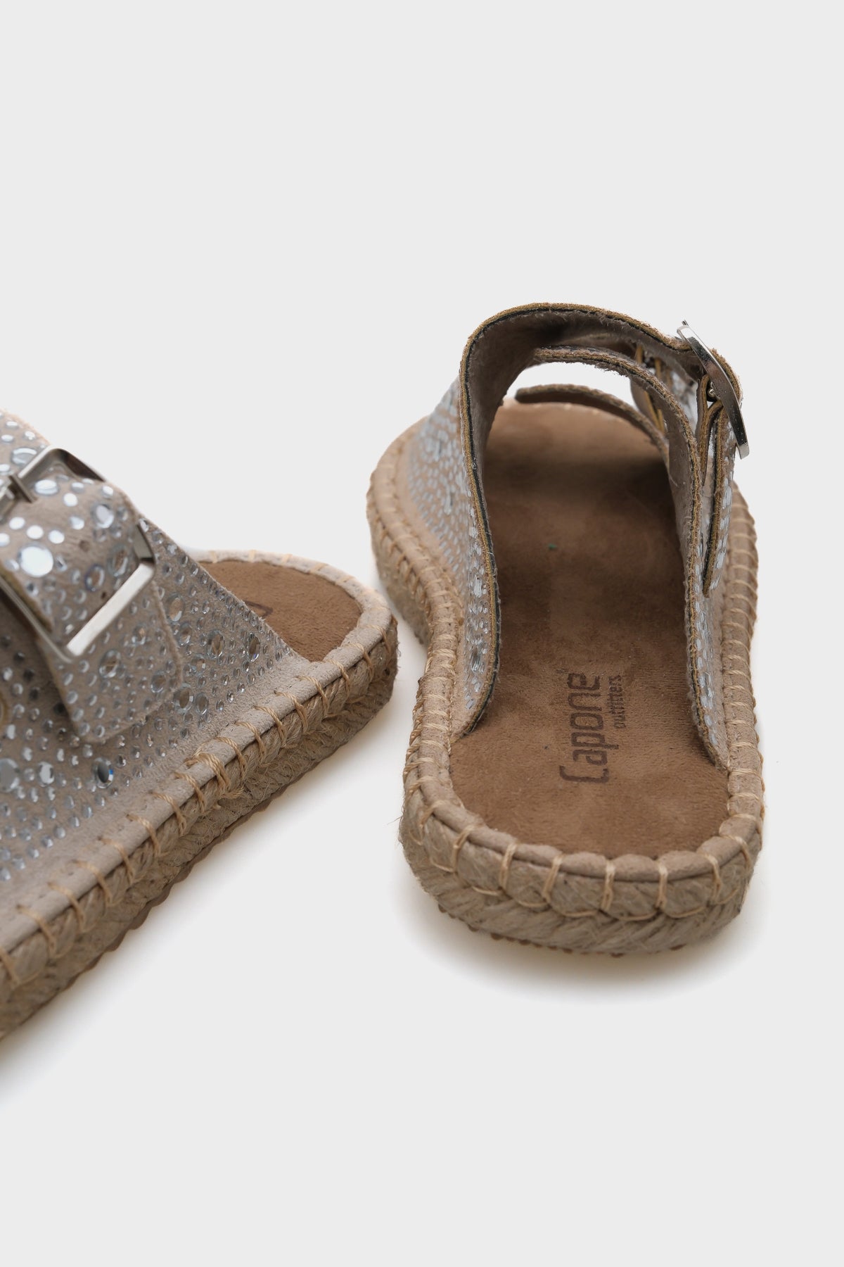 Caitlin Çift  Bantlı Taşlı Kadın Espadril Terlik