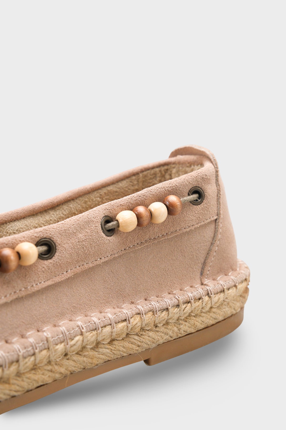 Kriste Hakiki Deri Süet Espadril Tabanlı Boncuklu Kadın Loafer Ayakkabı