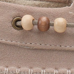 Kriste Hakiki Deri Süet Espadril Tabanlı Boncuklu Kadın Loafer Ayakkabı