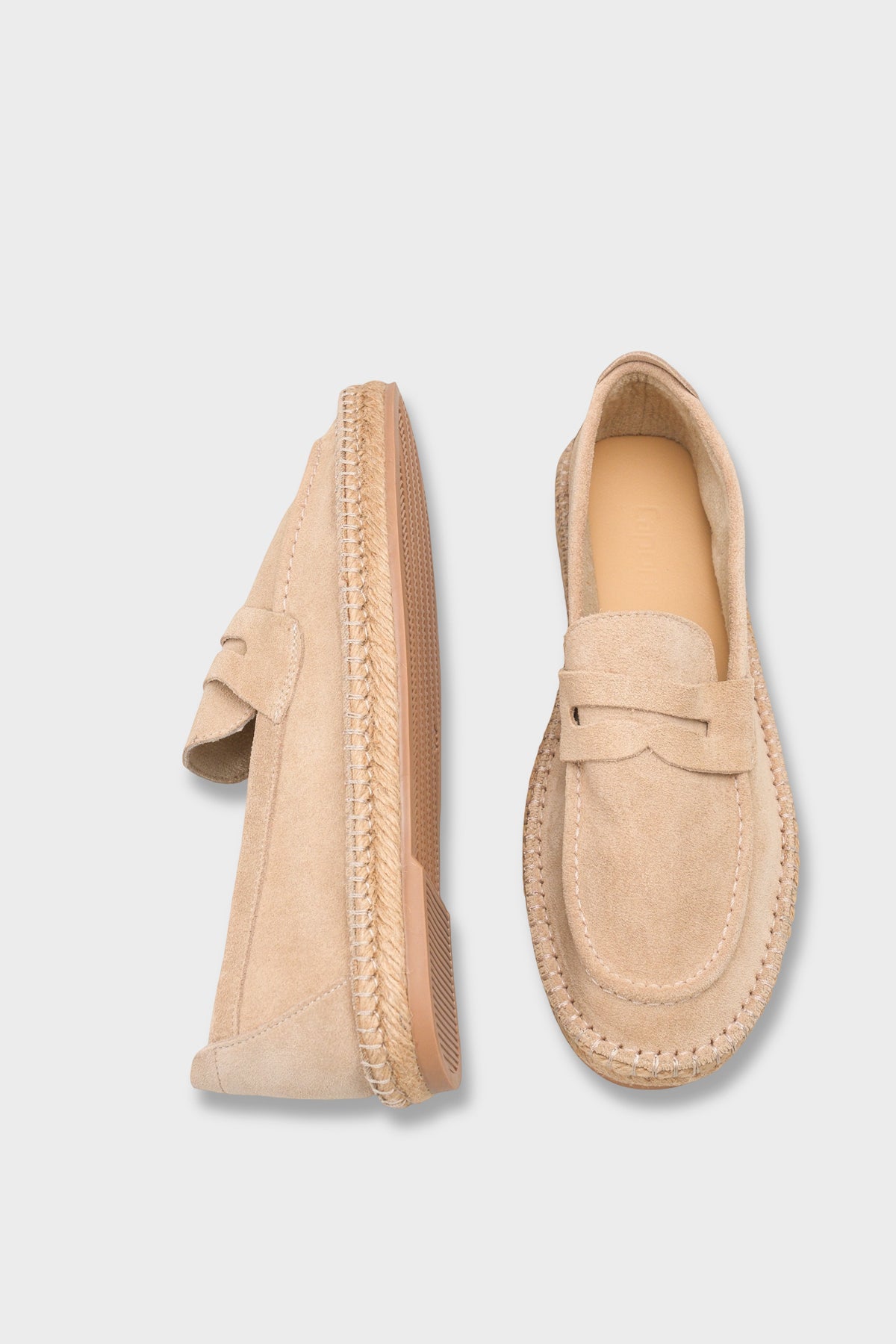 Boris Hakiki Deri Süet Espadril Tabanlı Erkek Loafer Ayakkabı