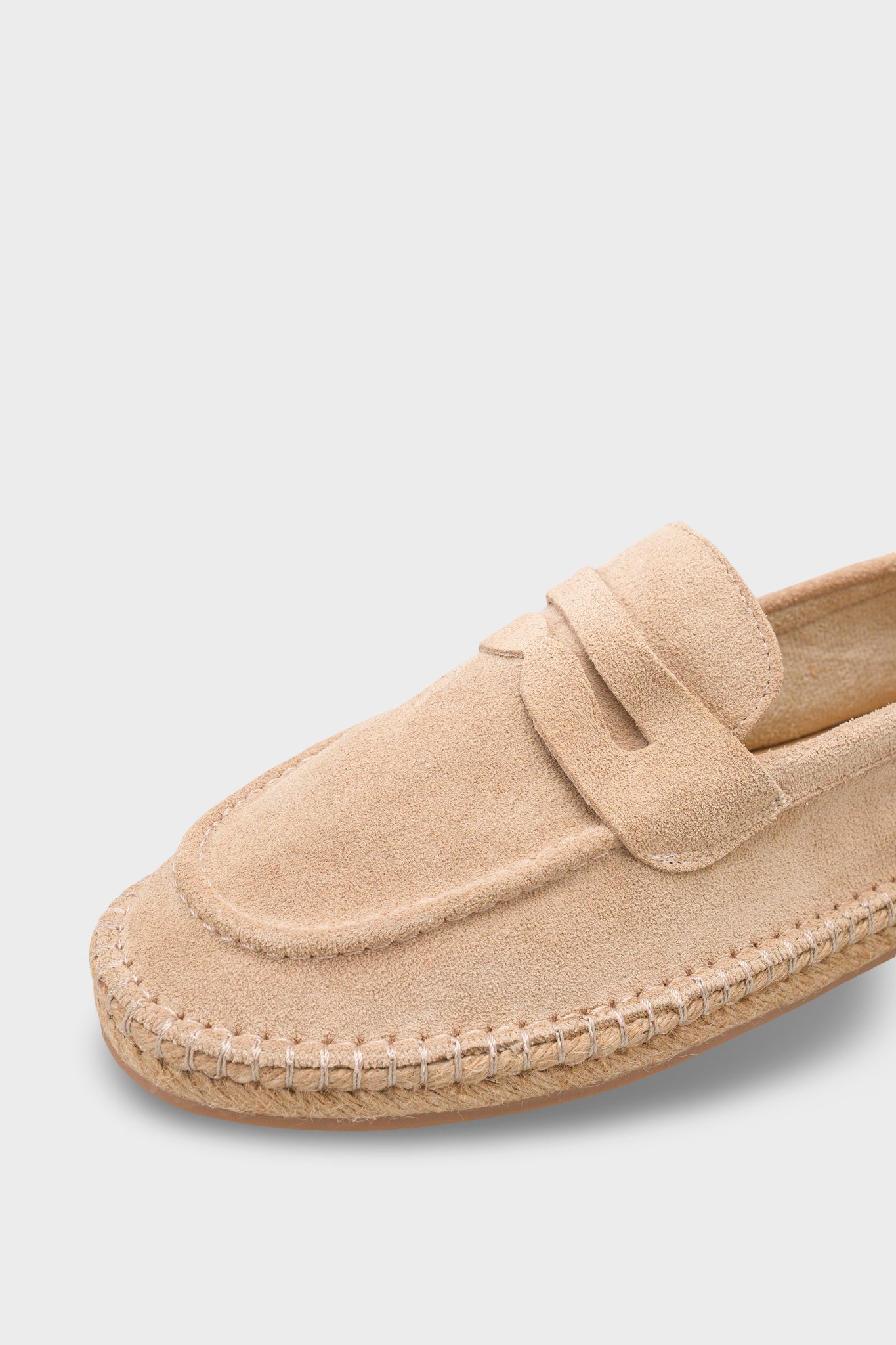 Boris Hakiki Deri Süet Espadril Tabanlı Erkek Loafer Ayakkabı