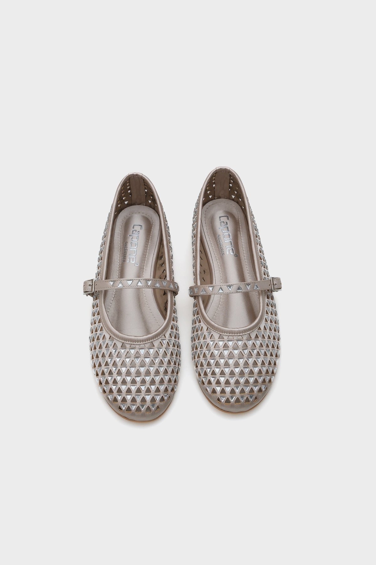 Aleda Taşlı Fileli Bantlı Yuvarlak Burunlu Kadın Babet